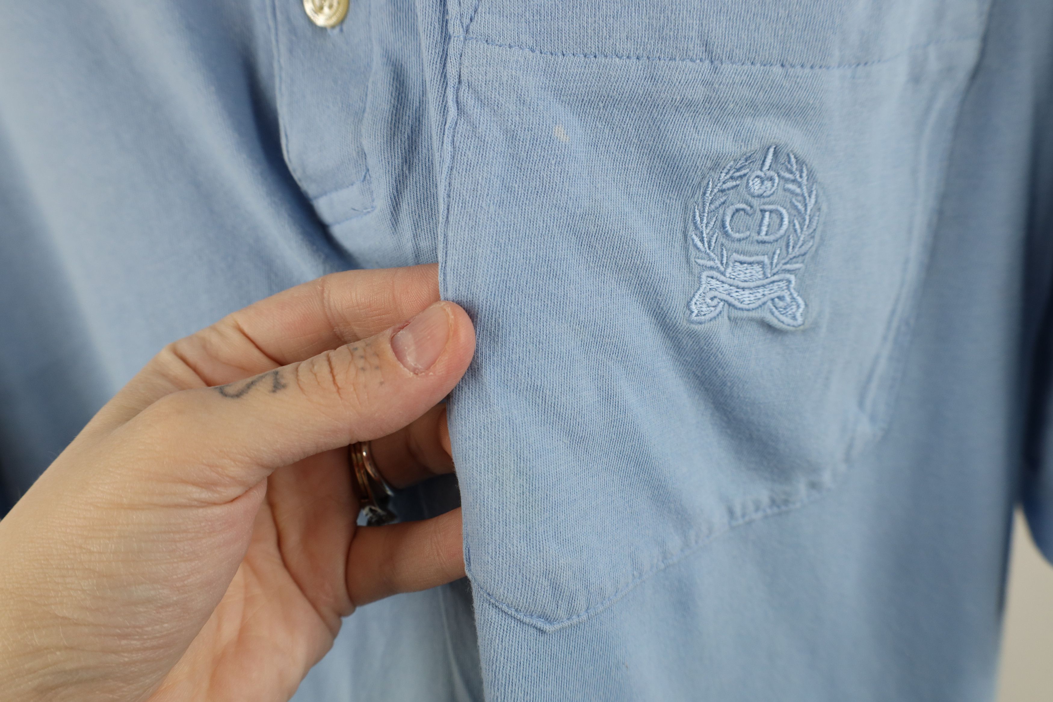 Christian Dior Monsieur × Vintage Vintage 90s Christian Dior Spell Out Crest Polo Shirt Blue Size US XL / EU 56 / 4 - 5 Thumbnail