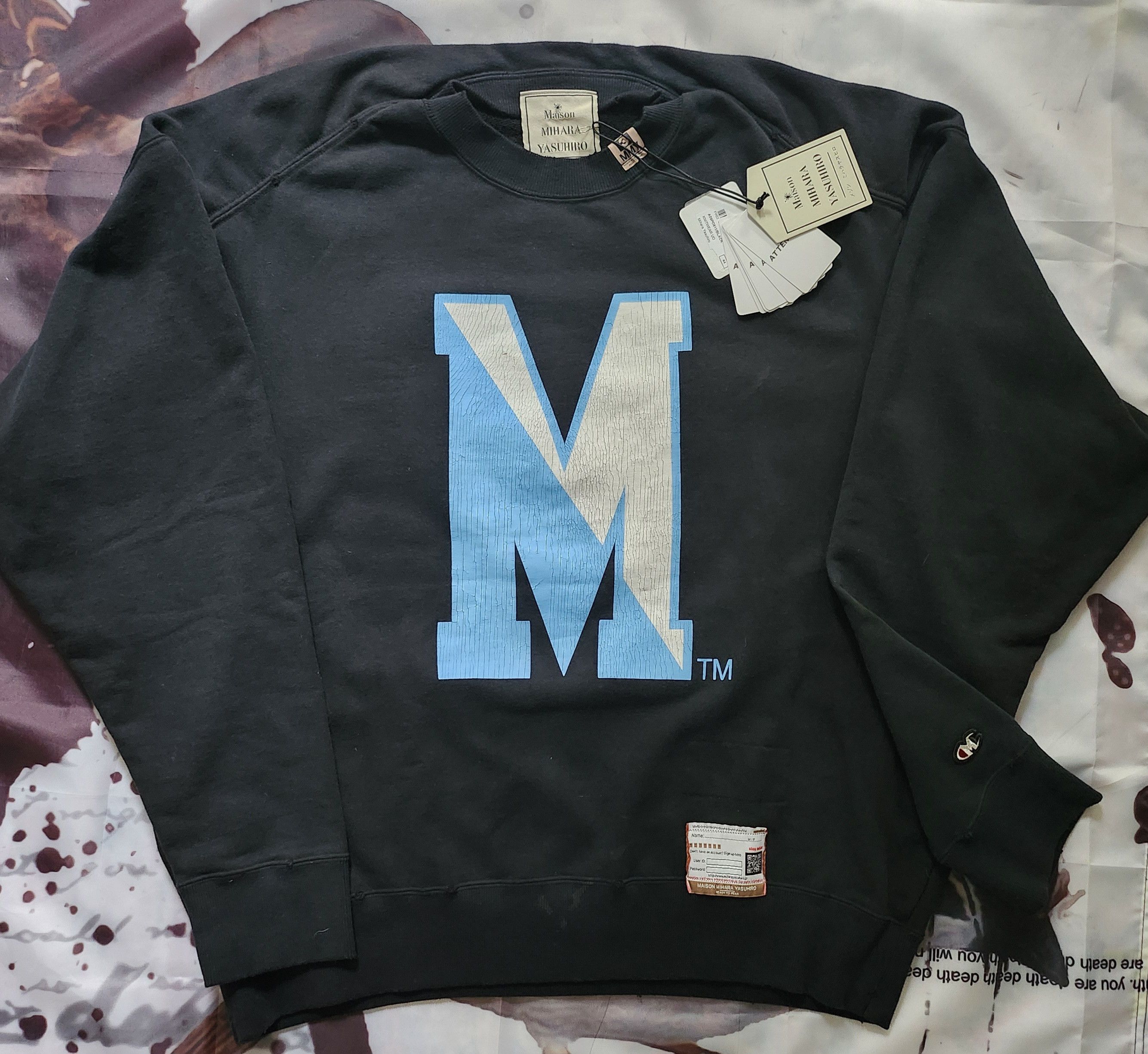Maison MIHARA YASUHIRO MMY Distressed Logo Pullover Sweatshirt Size US S / EU 44-46 / 1 - 1 Thumbnail