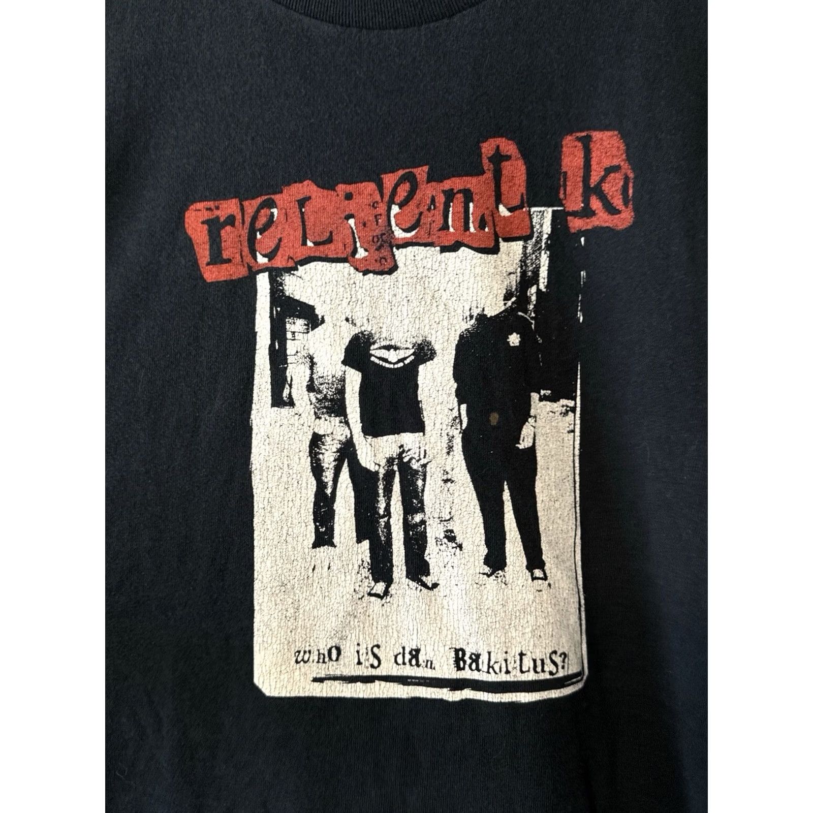 Fruit Of The Loom VINTAGE Reliant K Band Tee Shirt Black XL Men Who Is Dan Bakitus? Front Print Graphic Print Cotton Crew Neck Short Sleeve Fruit of the Loom Heavy Size US XL / EU 56 / 4 - 2 Thumbnail