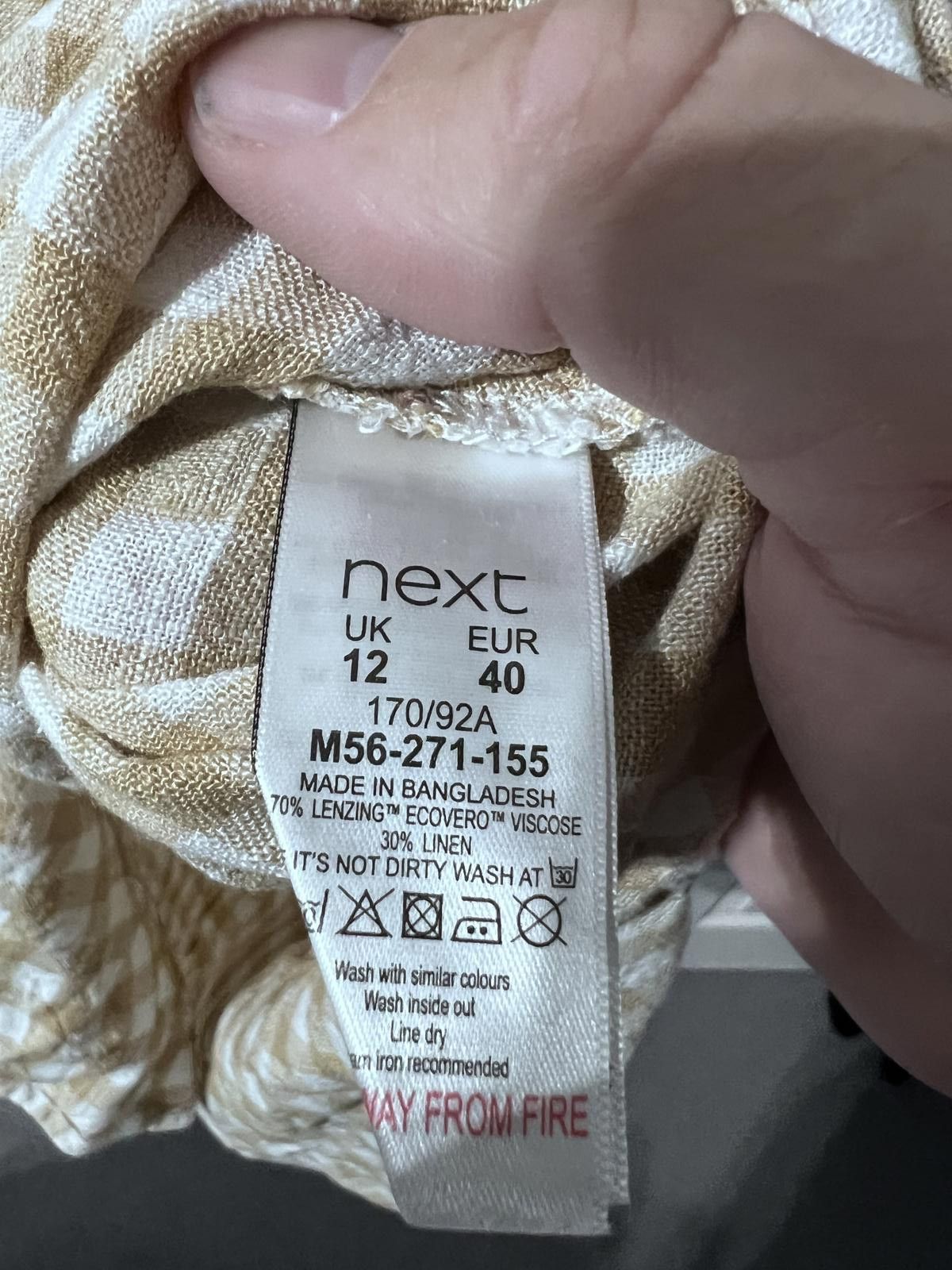 NEXT Next Beige & White Gingham Maxi Dress – Size 12 Size M / US 6-8 / IT 42-44 - 5 Thumbnail