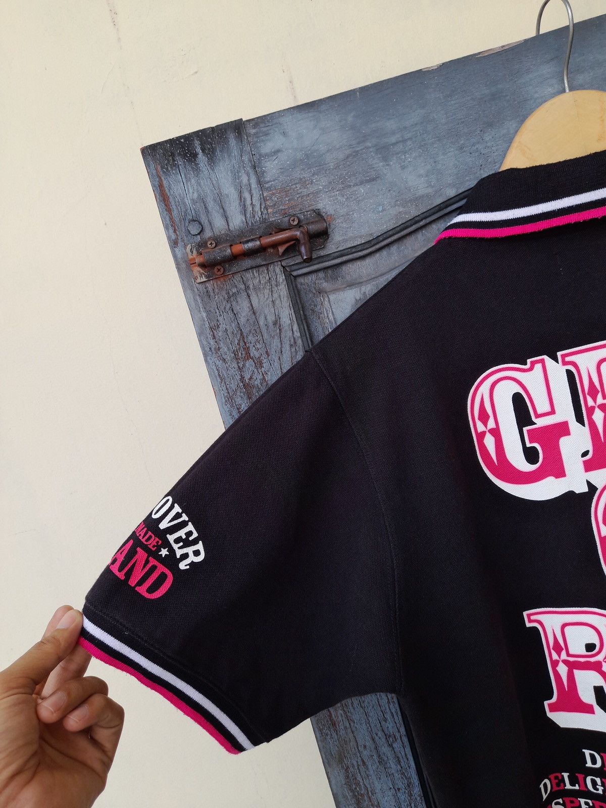 Japanese Brand Groover Grand Polo Shirt Black Pink Logo Y2K Streetwear Size US L / EU 52-54 / 3 - 12 Thumbnail