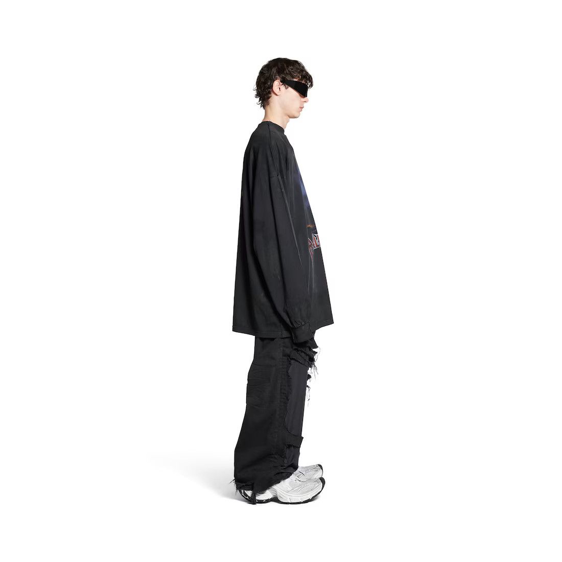 Balenciaga o1srvl11e0325 Paris Moon Double Front Long Sleeve T-Shirt Size US M / EU 48-50 / 2 - 5 Thumbnail
