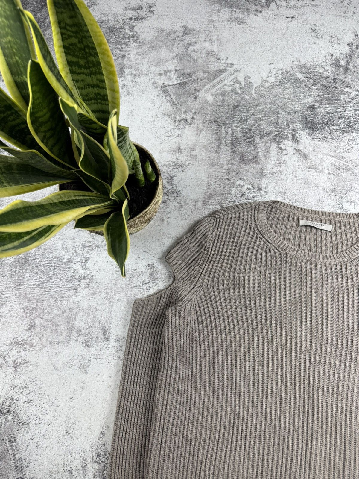 Allsaints AllSaints Ria Jumper Large Knited Beige Cotton Sweatshirt Sweater Pullover Size US L / EU 52-54 / 3 - 6 Thumbnail