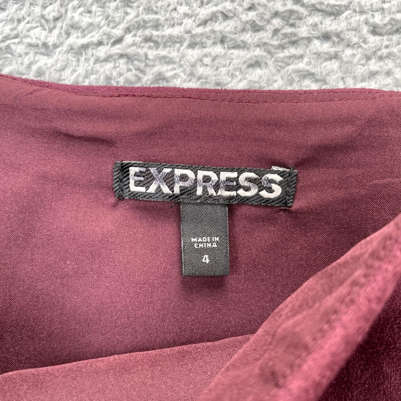 Express Express Skirt Womens 4 Red Faux Suede Fringe Hem Asymmetrical Stretch Lined Size 27" / US 4 / IT 40 - 3 Thumbnail
