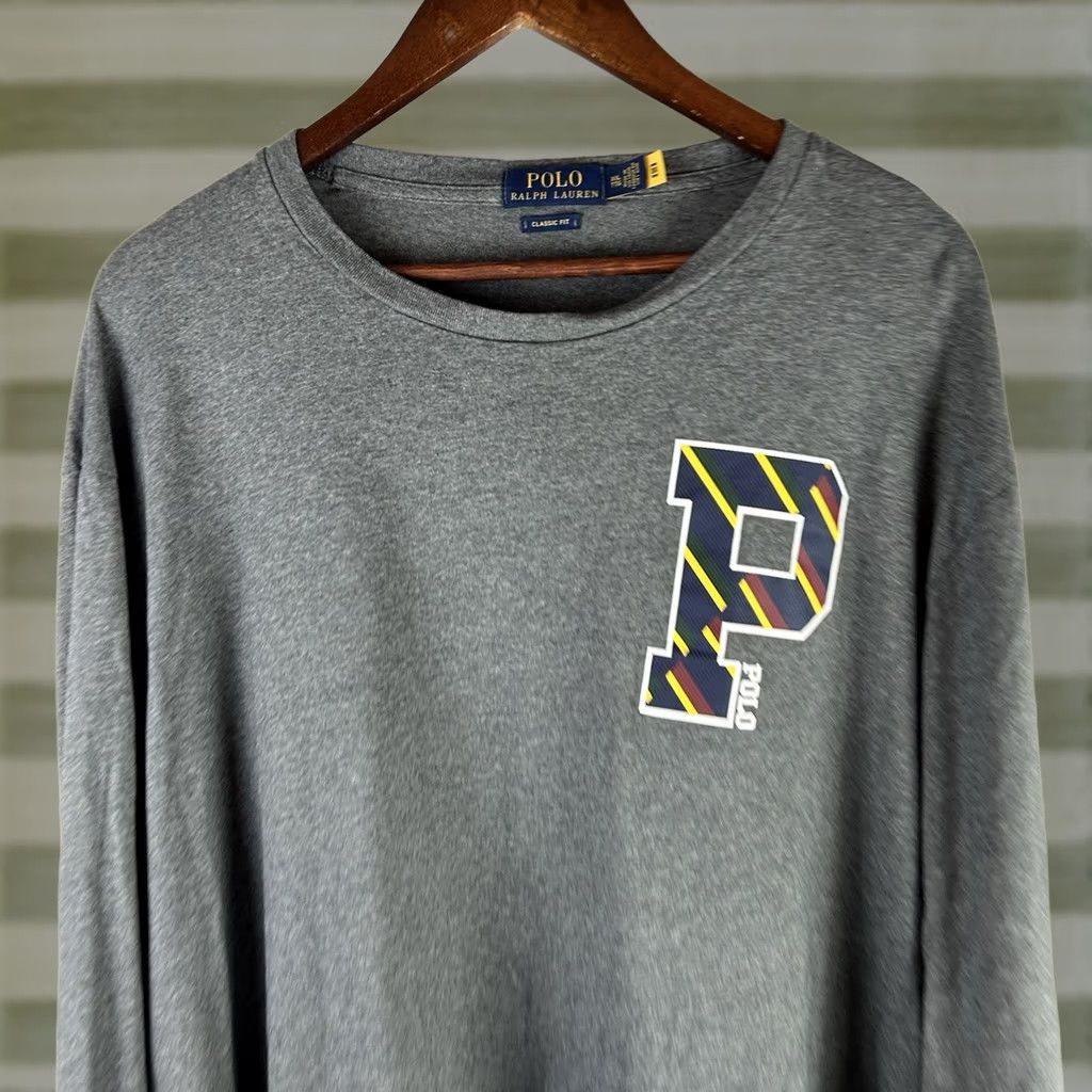 Polo Ralph Lauren Polo Ralph Lauren Shirt Mens 2XL Gray Big Varsity Long Sleeve Crewneck Size US XXL / EU 58 / 5 - 1 Thumbnail