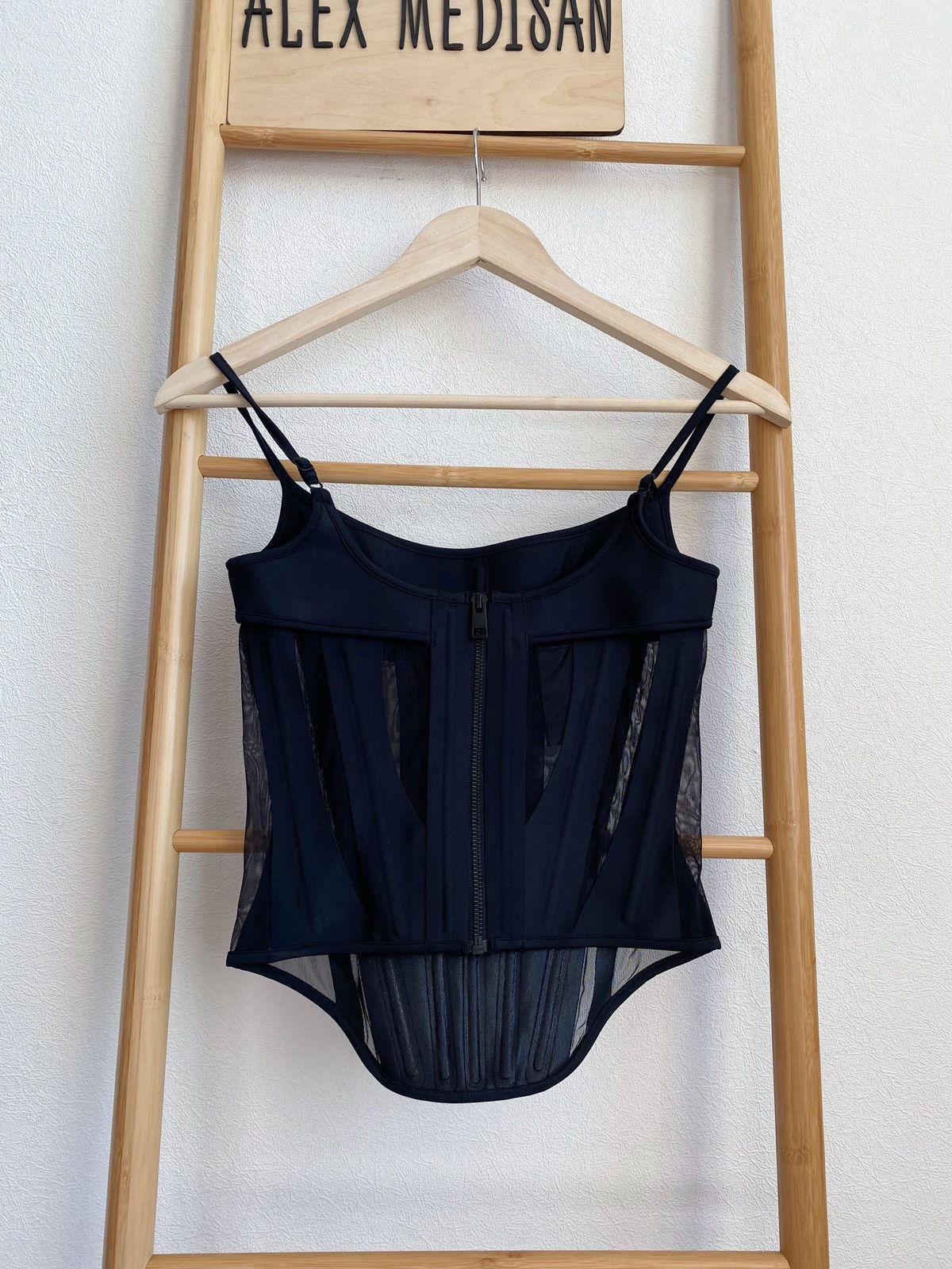 Mugler Mugler x H&M Mesh-Paneled Corset Top Black Size XS Size XS / US 0-2 / IT 36-38 - 9 Thumbnail