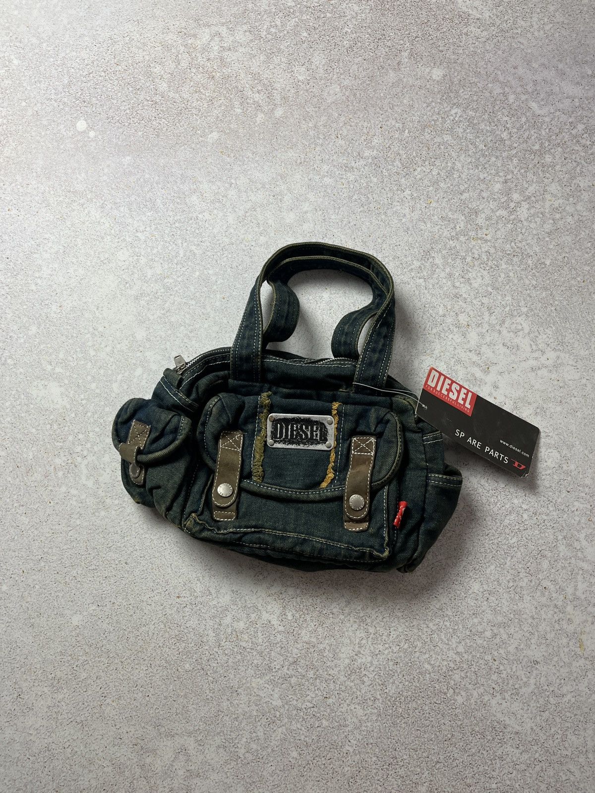 20471120 x Diesel Denim Vintage Spare Parts Multi Pocket Shoulder Bag in Blue, Women's