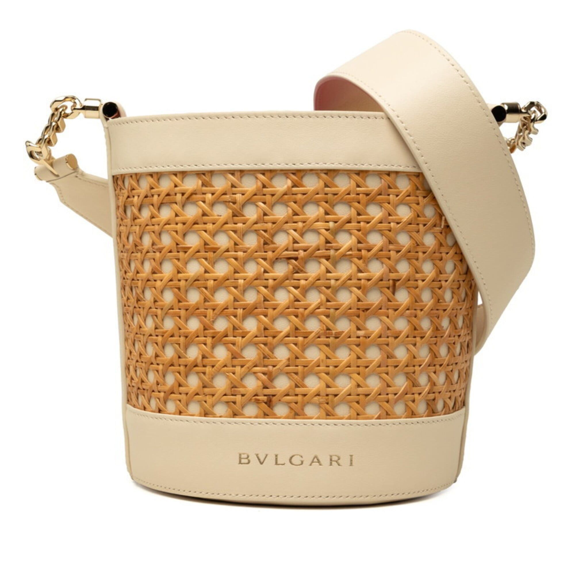 Bvlgari Bulgari Serpenti Forever Basket Bag Bucket Shoulder Ivory Natural Pink Rattan Leather Women's BVLGARI Size ONE SIZE - 1 Thumbnail