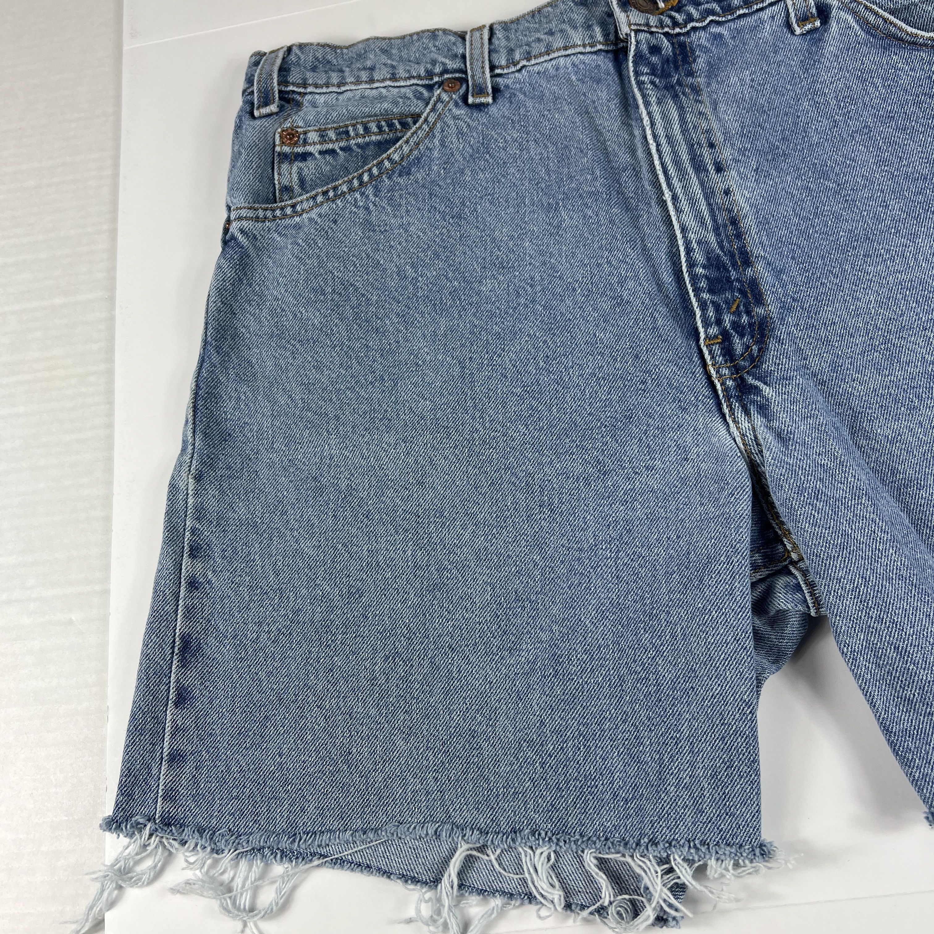 Levi's × Vintage VTG 90s Levi's Jean Short 550 Cut Off Denim Orange Tab Jorts Size US 34 / EU 50 - 3 Thumbnail