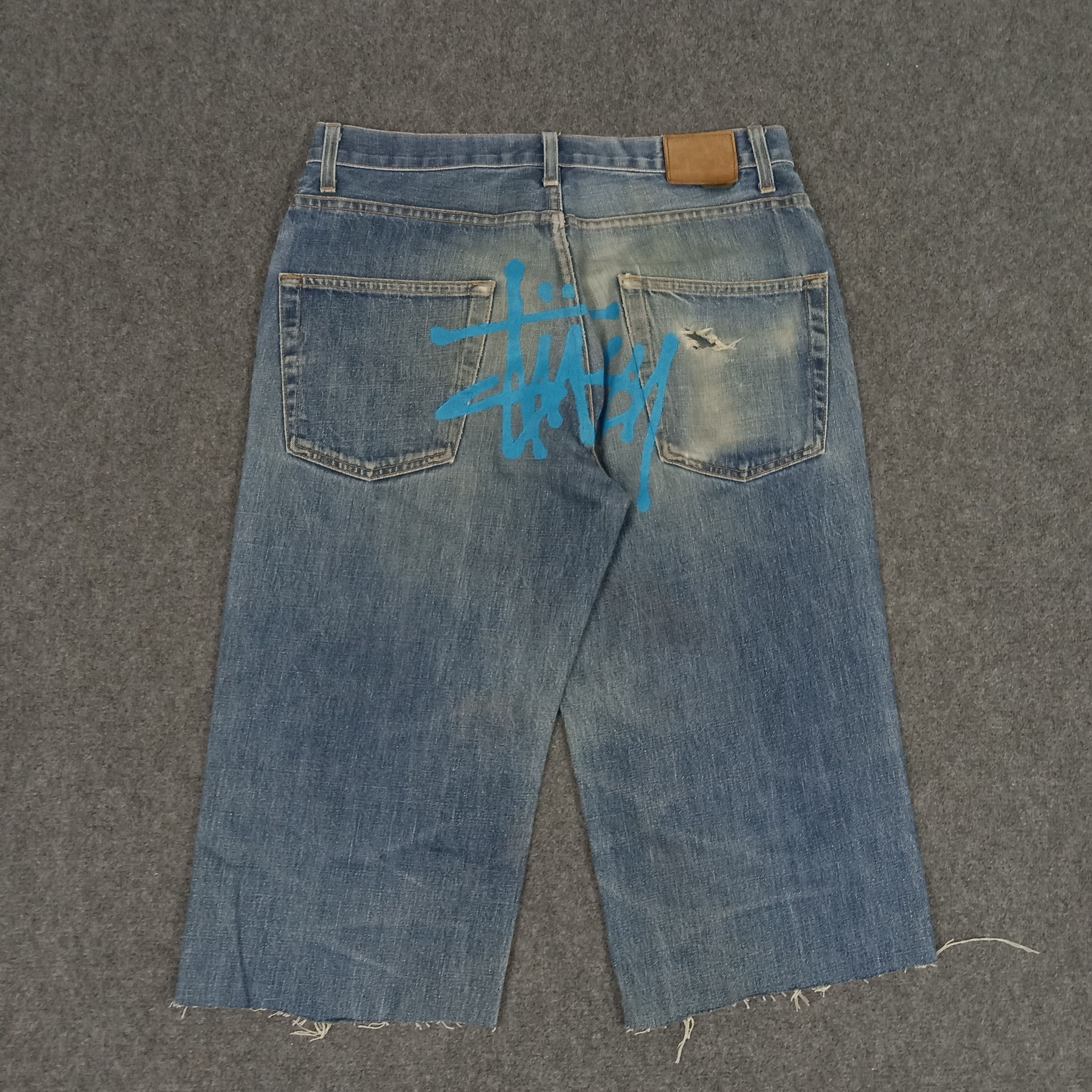 Stussy × Vintage Stussy Streetwear Short Denim Jeans Size US 33 - 1 Thumbnail
