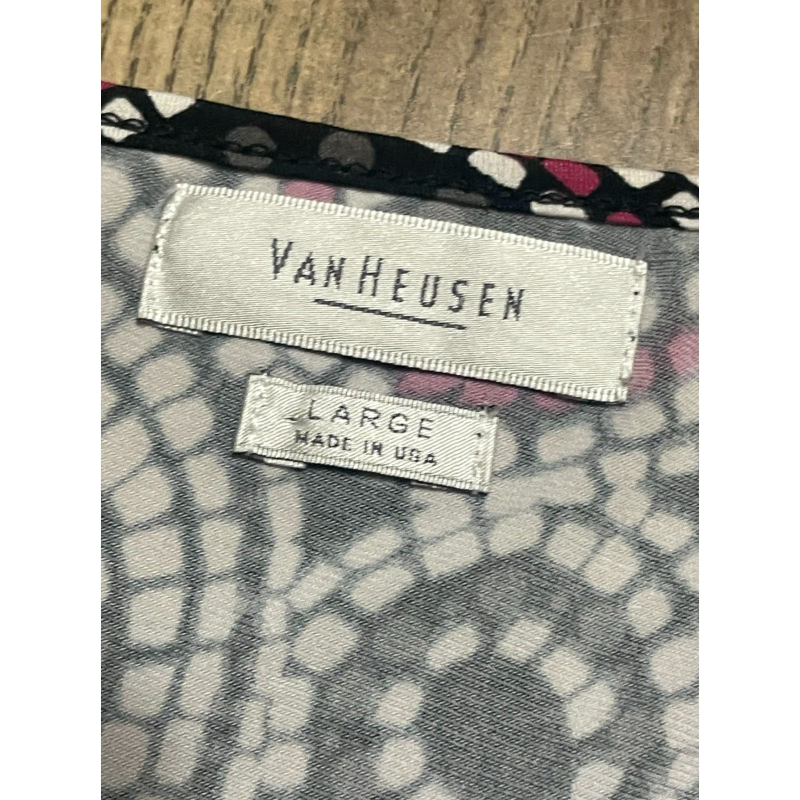Van Heusen Van Heusen Shirt Women's Large Black White Purple Geo Short Sleeve Size L / US 10 / IT 46 - 5 Thumbnail