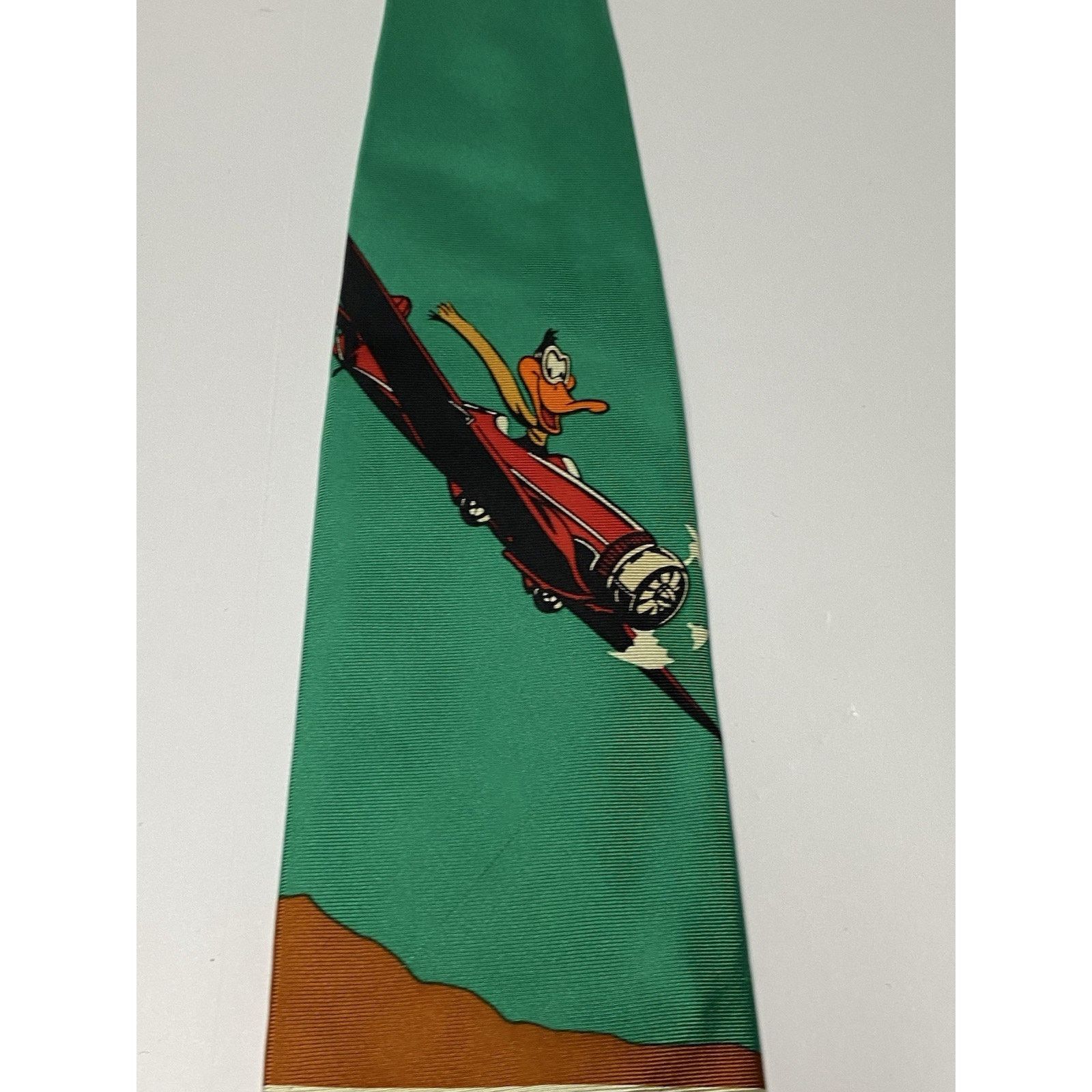 Warner Bros Warner Bros 1992 Looney Tunes Green Silk Graphic Tie Size ONE SIZE - 4 Thumbnail