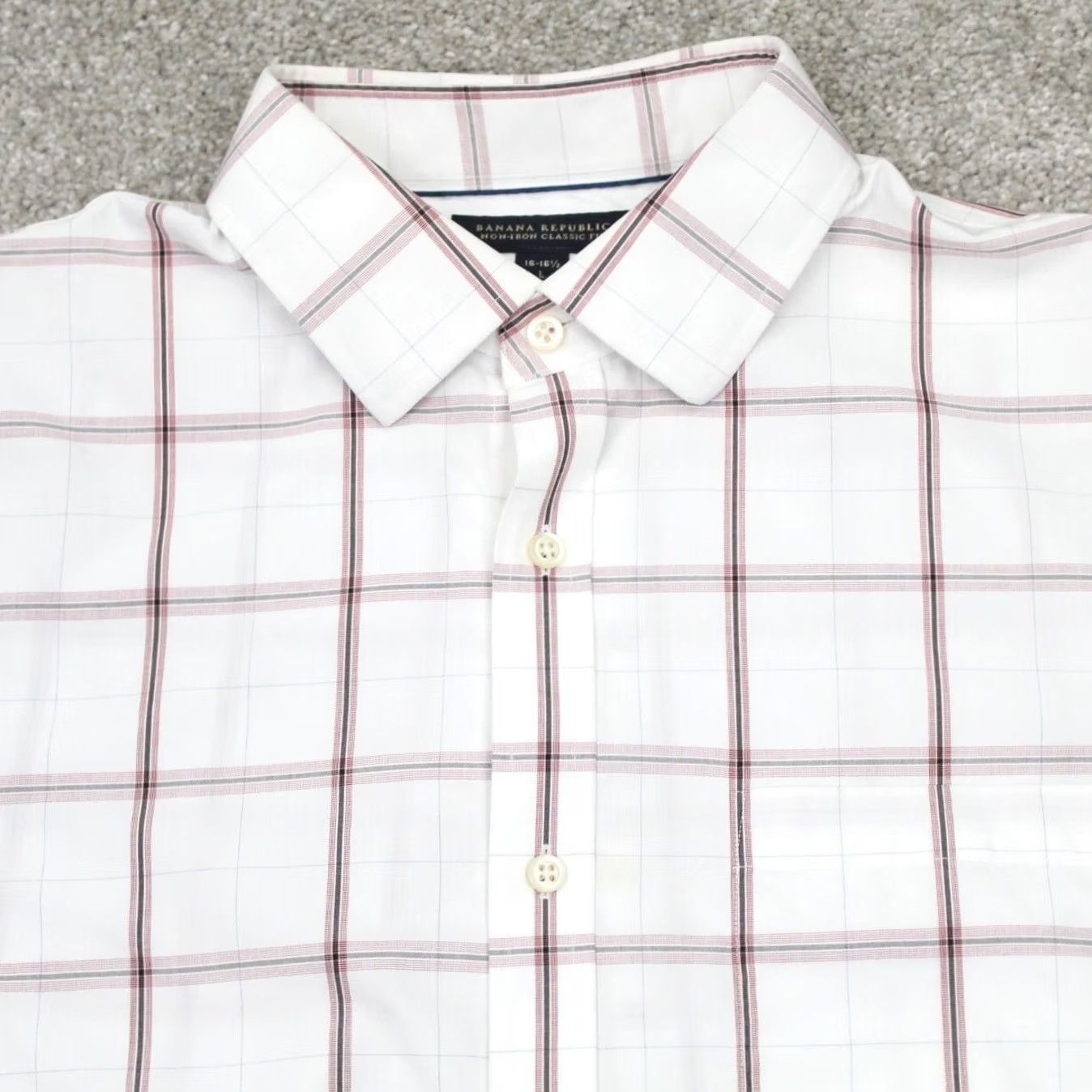 Banana Republic Banana Republic Shirt Mens Large 16-16 1/2 White Red Non-Iron Classic Fit L/S Formal Casual Workwear Men Size US L / EU 52-54 / 3 - 2 Thumbnail