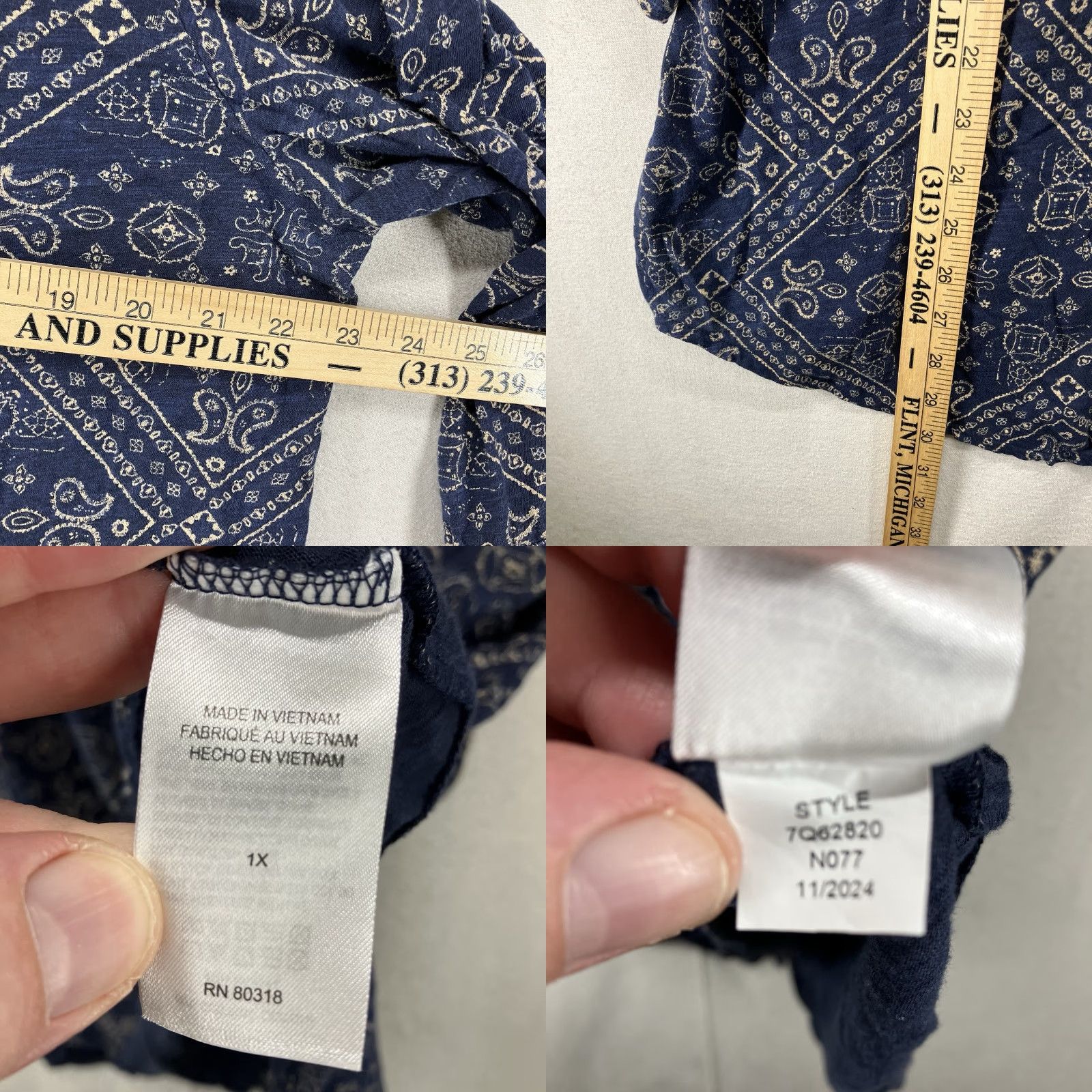 Lucky Brand VINTAGE? No. Lucky Brand Navy Tan Paisley Print 3/4 Sleeve Blouse Top Plus Size 1X Navy Tan Paisley Print Blouse Top 1X Plus Size Womens Blouse Pink? Size XL / US 12-14 / IT 48-50 - 9 Thumbnail