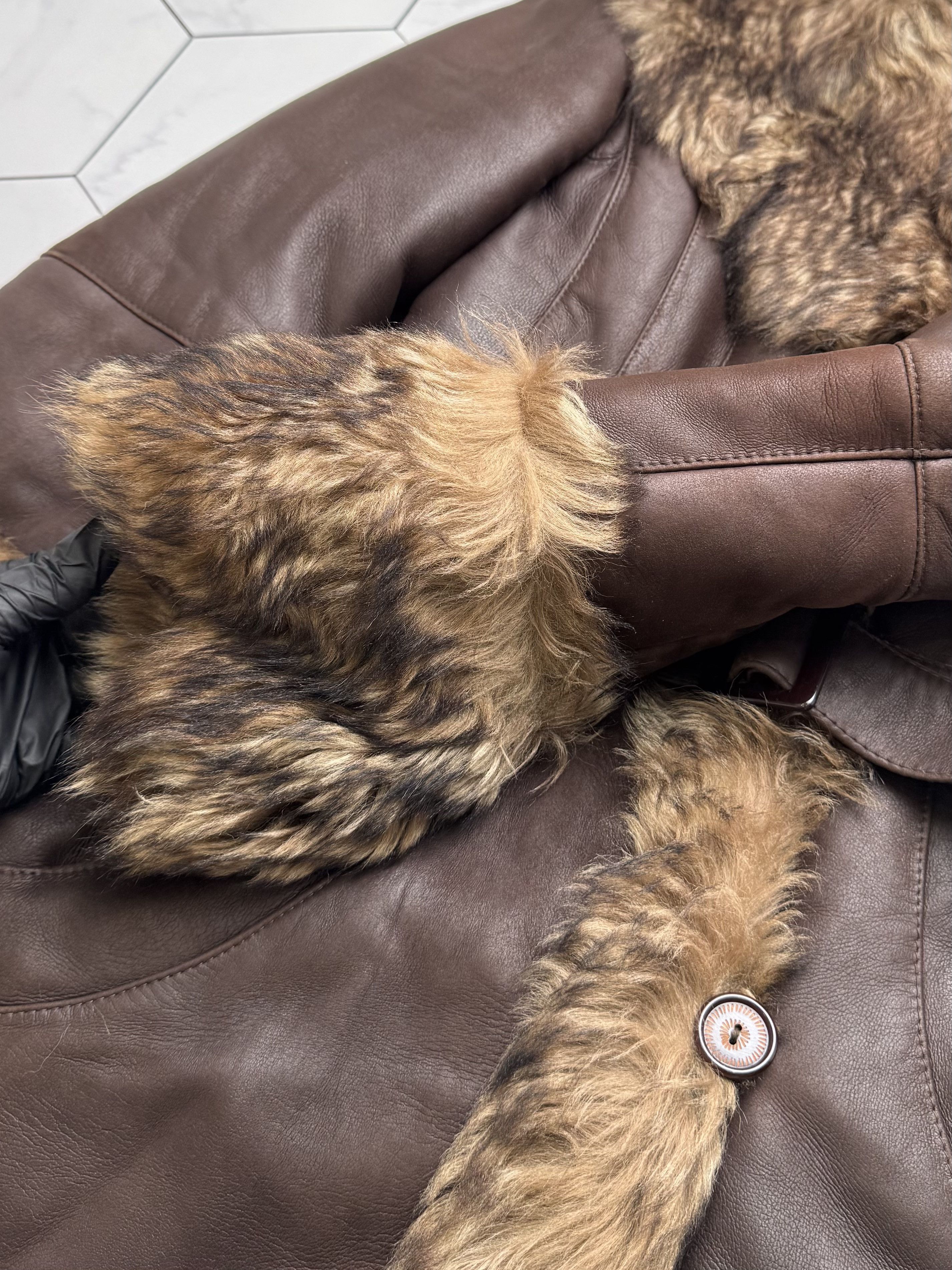 Japanese Brand Vintage Real Sheepskin Coat With Belt (B550)E2D15 Size M / US 6-8 / IT 42-44 - 4 Thumbnail