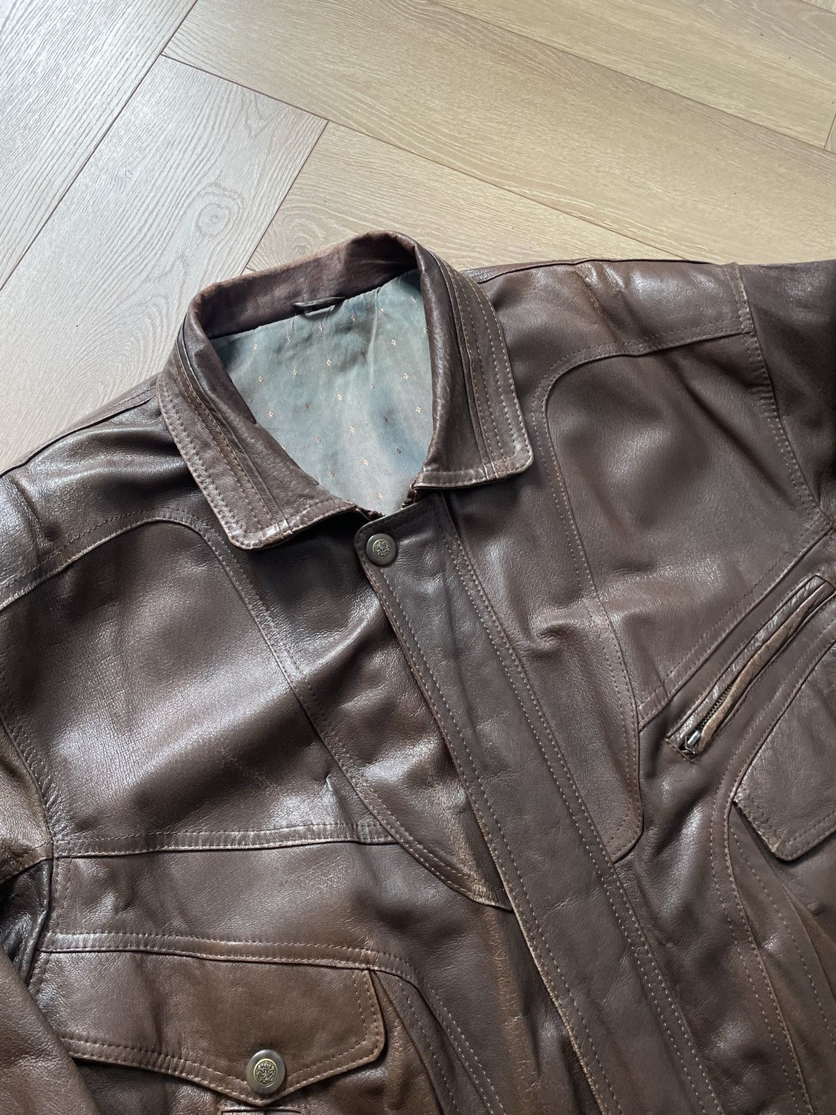 Vintage Vintage Y2k Black Real Leather Zip Bomber Jacket Avant Garde Size US XL / EU 56 / 4 - 5 Thumbnail