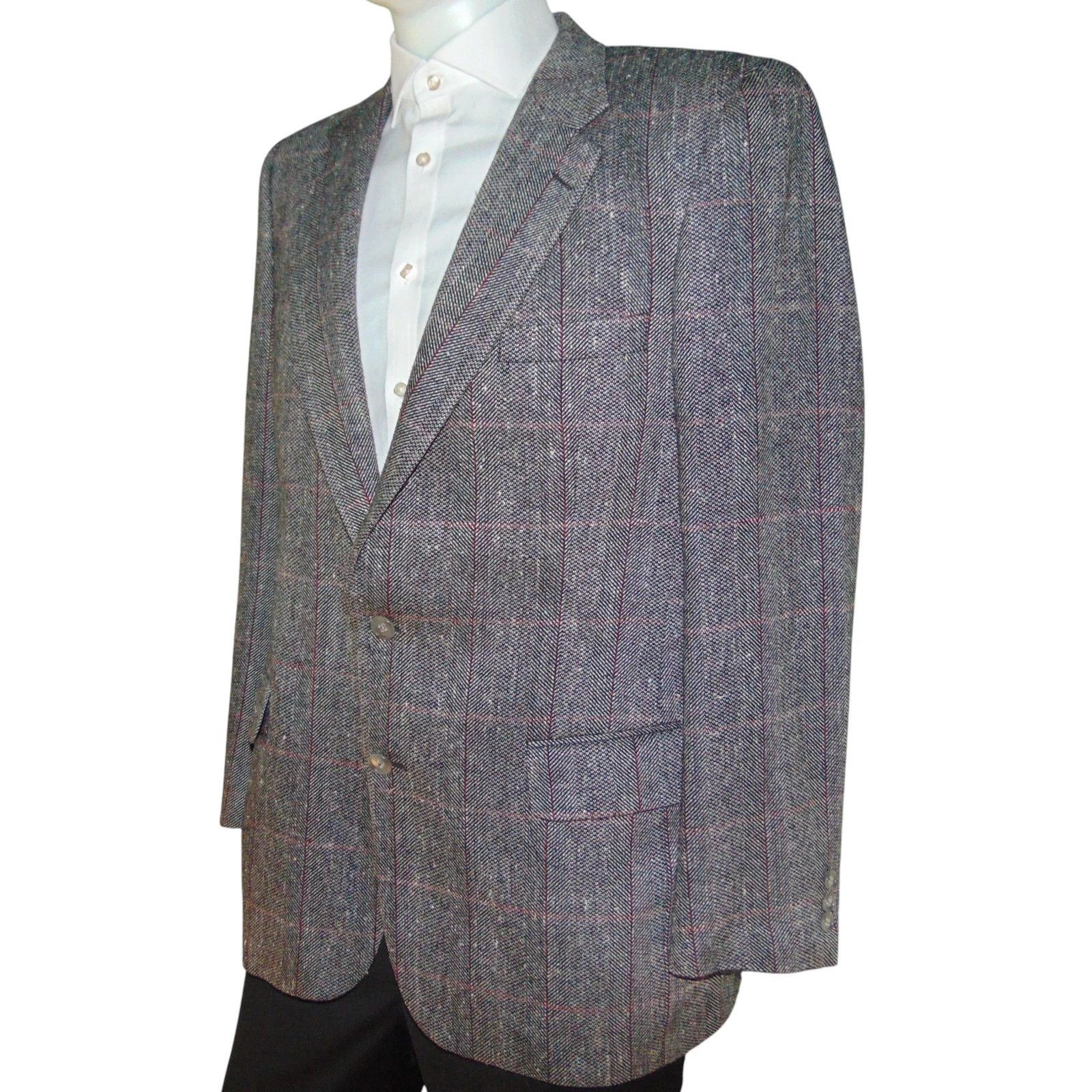 Burberry Burberrys Vintage Tweed Windowpane Blazer 42 Gray Size 42R - 3 Thumbnail