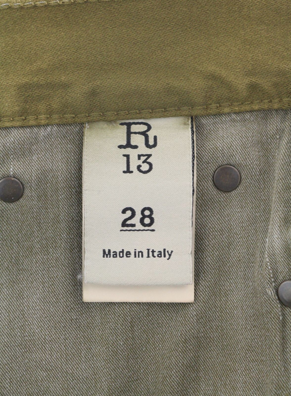 R13 BOYFRIEND 28 Olive Garment Dyed Moleskin Faded FW25 86535 Size 28" / US 6 / IT 42 - 7 Thumbnail