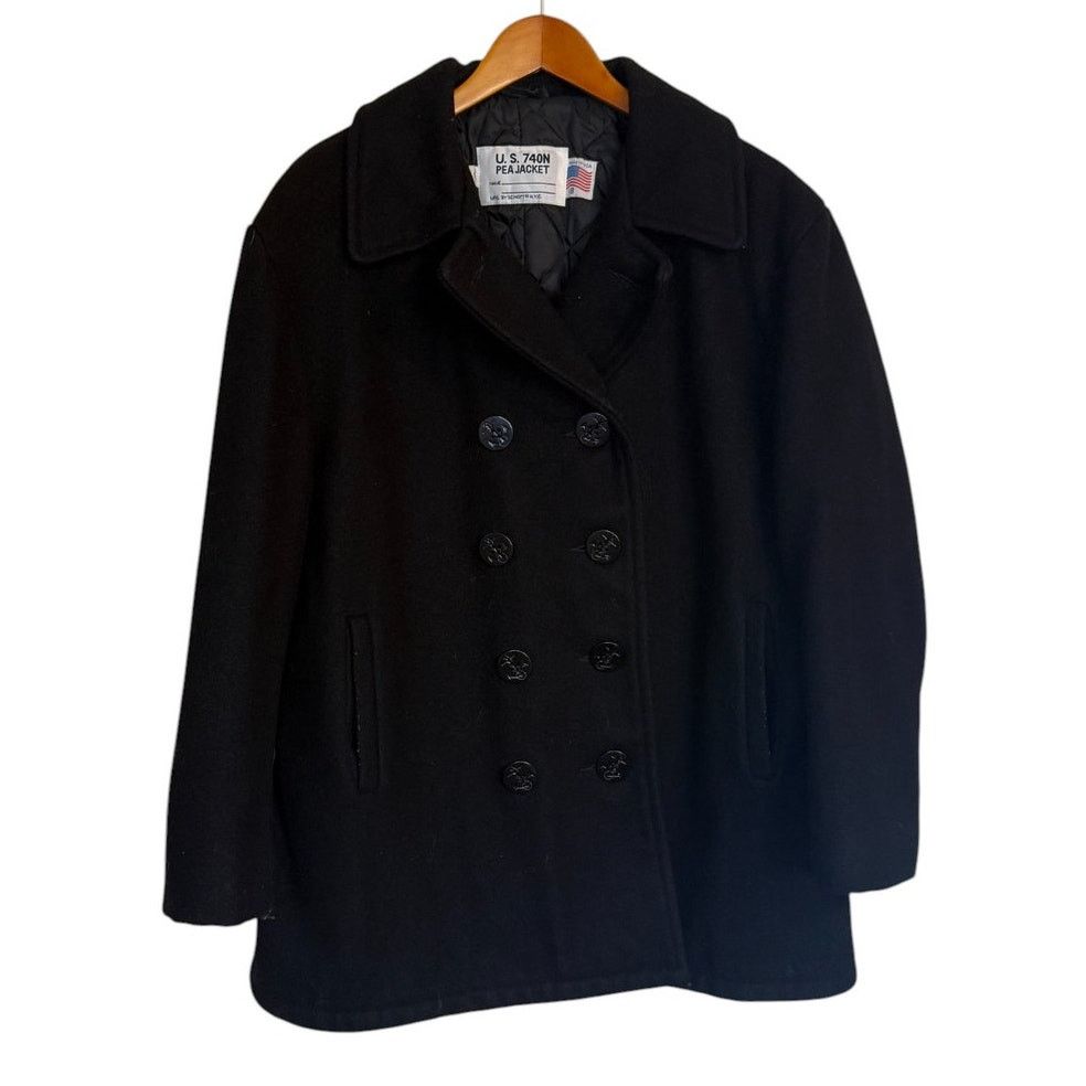 Schott Vintage Schott US 740N Pea Jacket Men 18 Black Wool Navy Size US L / EU 52-54 / 3 - 1 Thumbnail
