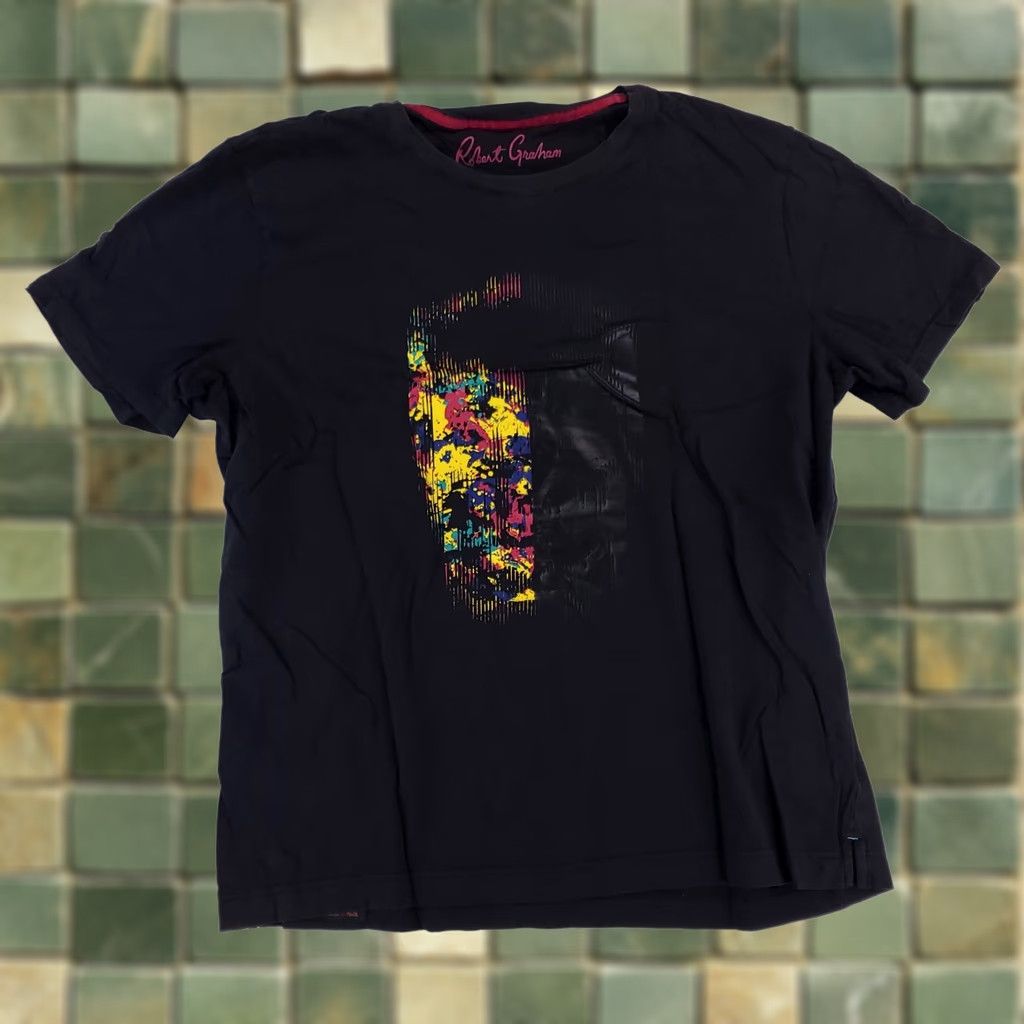 Robert Graham Robert Graham T Shirt Short Sleeve Black Abstract Face Graphic Mens XXL Size US XXL / EU 58 / 5 - 1 Thumbnail