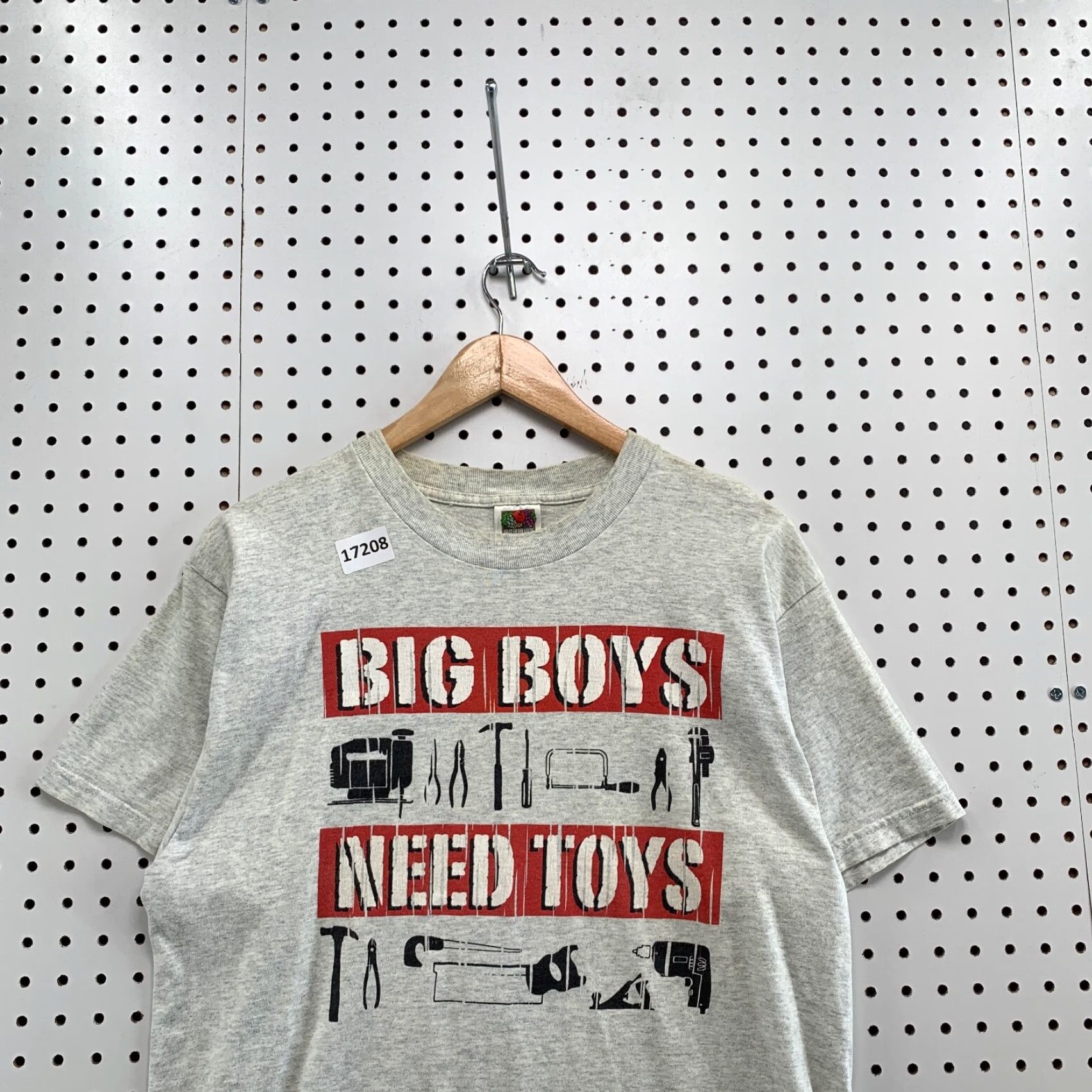 Fruit Of The Loom Vintage Big Boys Needs Toys Shirt Adult L Gray Short Sleeve Tool Graphic Outdoor Size US L / EU 52-54 / 3 - 5 Thumbnail