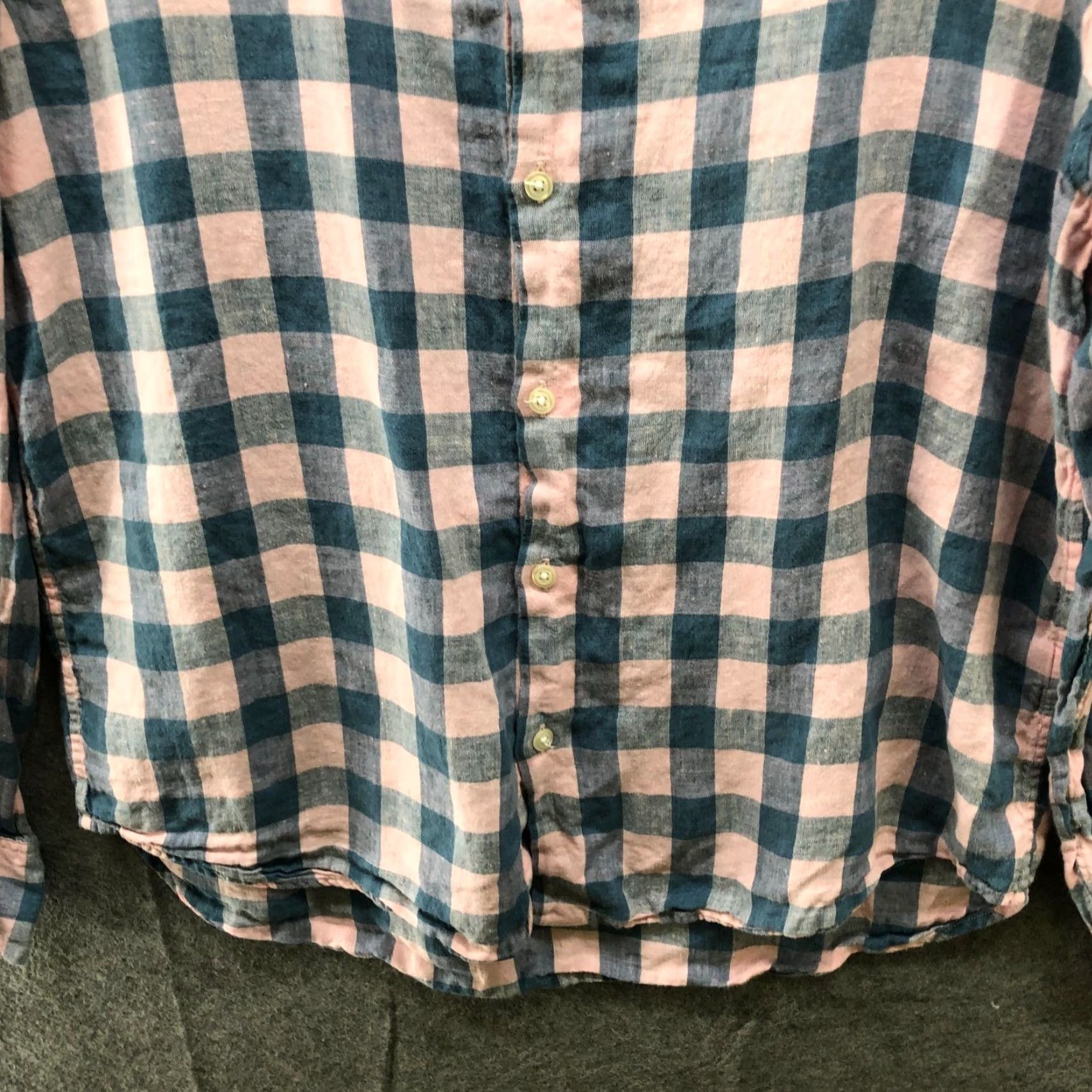 Bonobos Bonobos 100% Linen Button-Up Shirt Mens L Pink Blue Check Long Sleeve Casual Fit Size L / US 10 / IT 46 - 4 Thumbnail