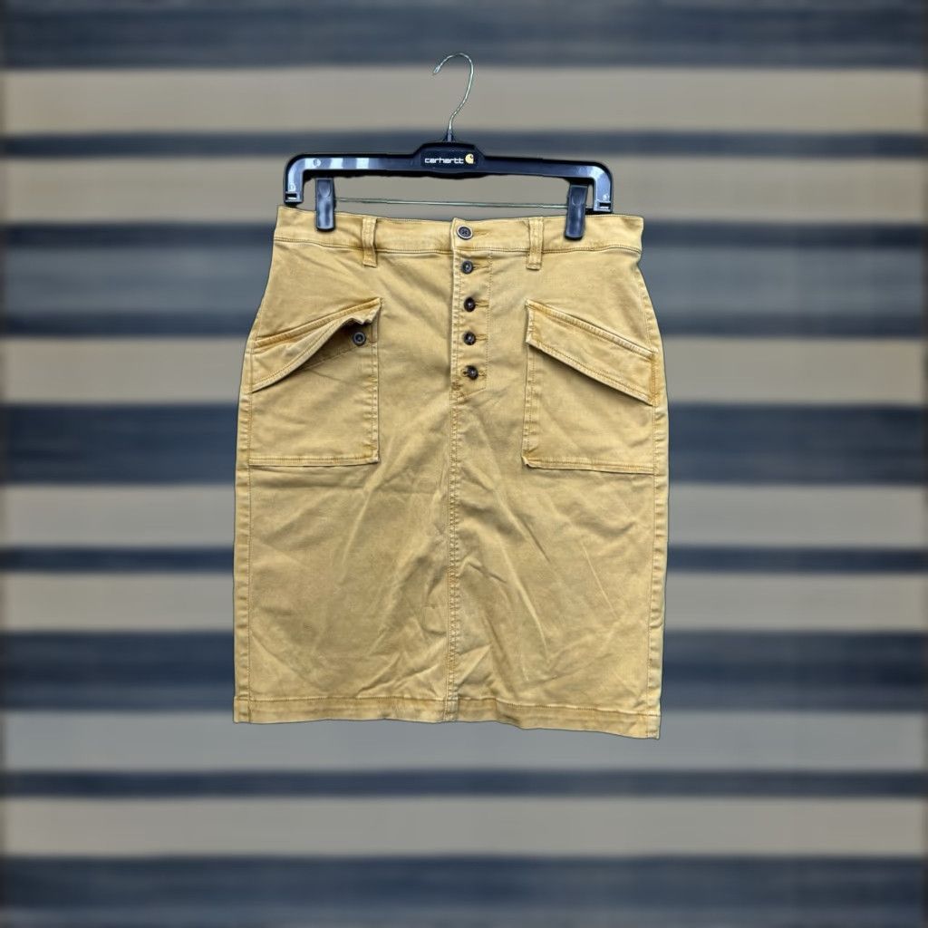 Anthropologie Anthropologie Skirt Womens 4 Mustard Brown Boho Denim Cotton Spandex Pockets All Seasons Vintage: No Size 27" / US 4 / IT 40 - 1 Thumbnail