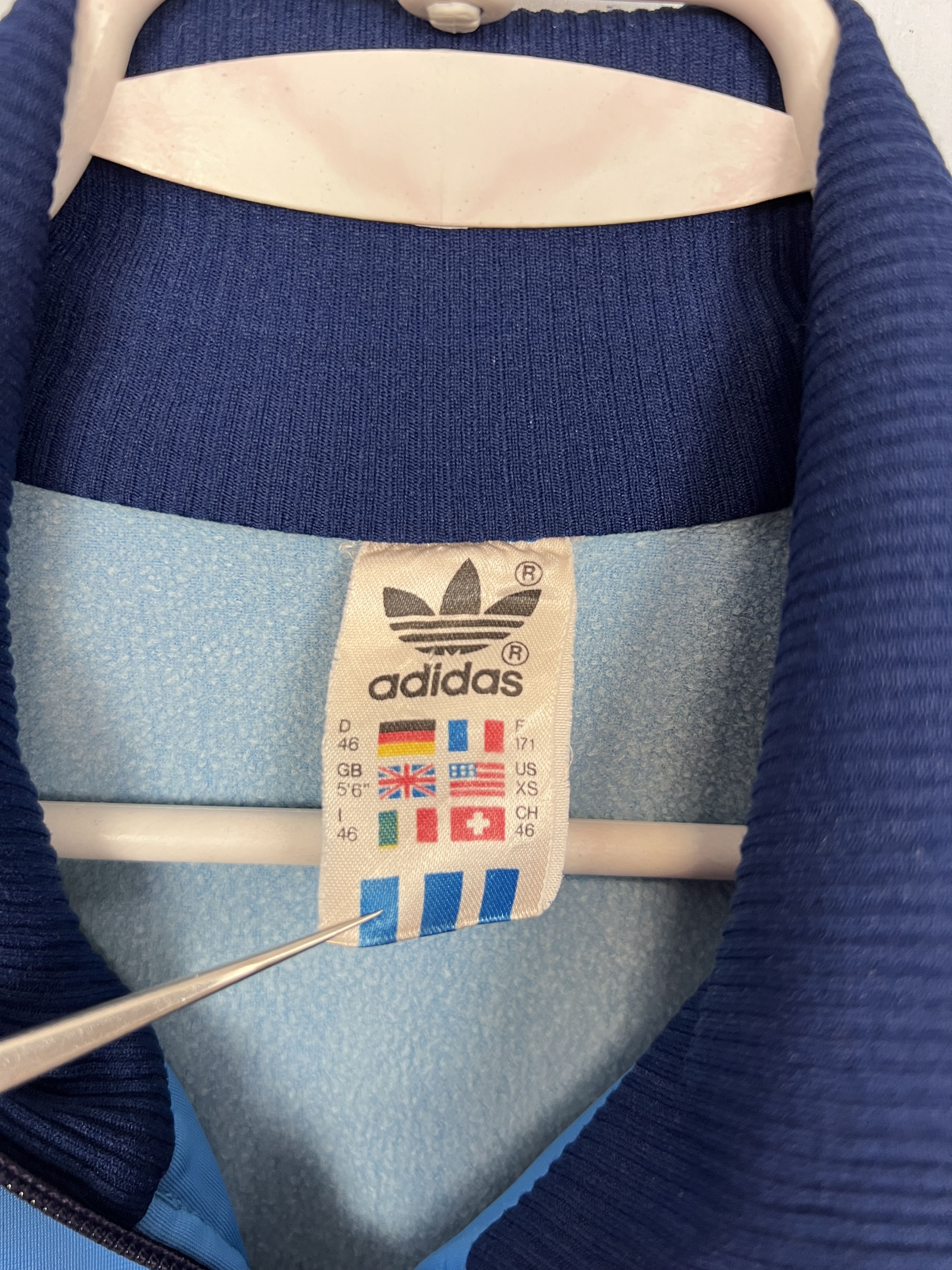 Adidas Vintage 80's West Germany Blue Nylon Jacket Track Top Size M / US 6-8 / IT 42-44 - 8 Thumbnail