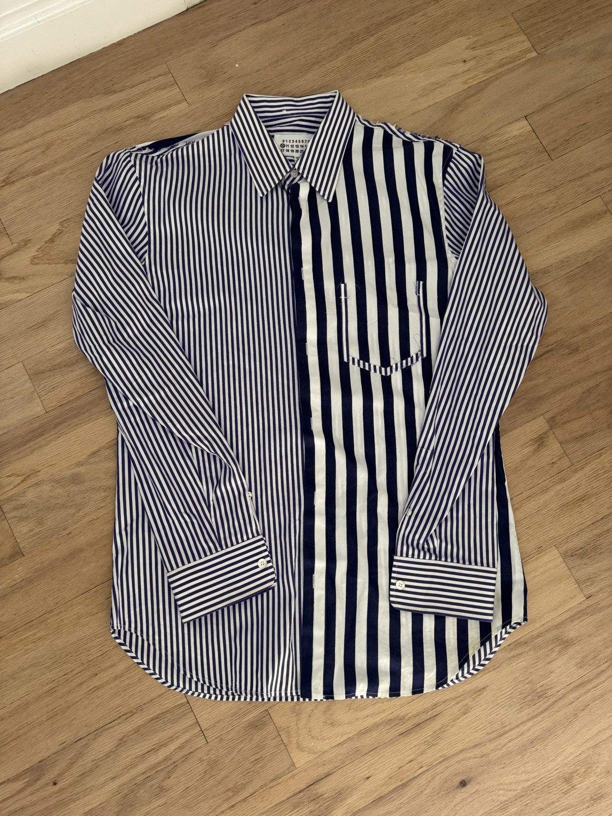 Maison Margiela Maison margiela navy pinstripe cupro shirt | Grailed