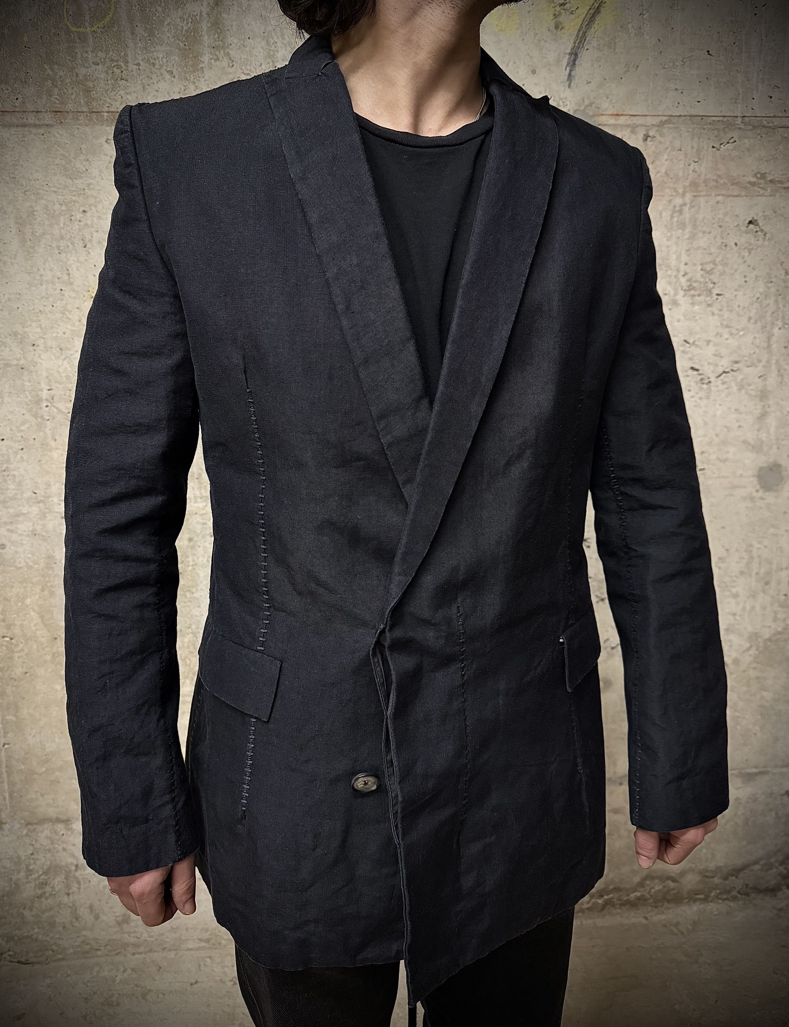 Leopold Bossert Leopold Bossert SS17 Selvedge Overlock Peak Lapel Linen Rami Size US S / EU 44-46 / 1 - 2 Thumbnail