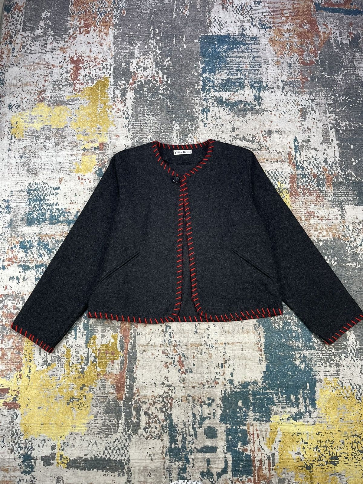 Y's Yohji Yamamoto Y’s For Living Red Trim Sweater Cardigans Size L / US 10 / IT 46 - 1 Thumbnail