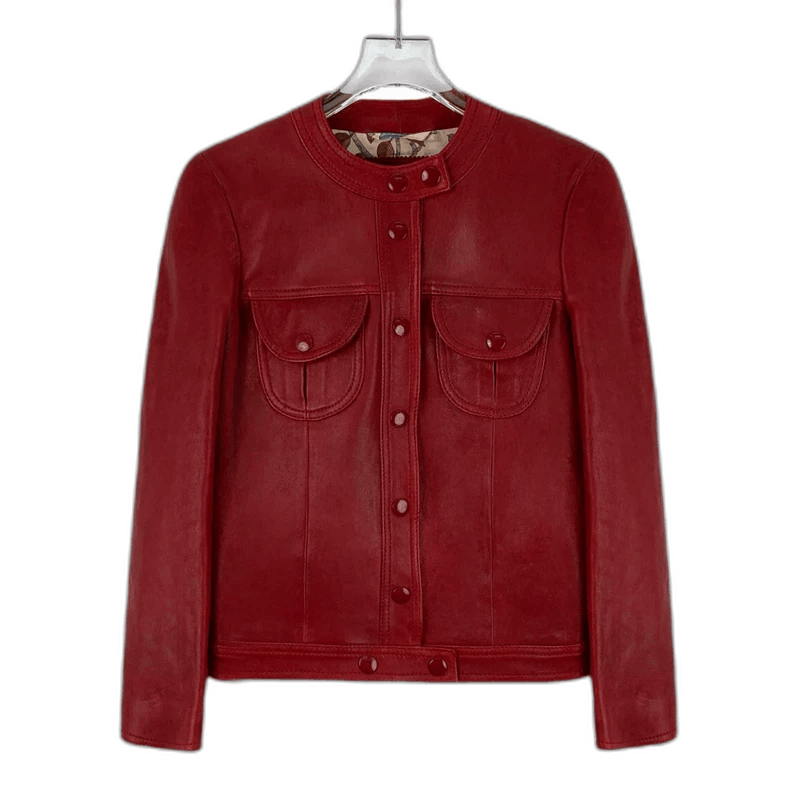 Gucci Gucci Red Leather Long Sleeve Jacket Size XS / US 0-2 / IT 36-38 - 1 Thumbnail