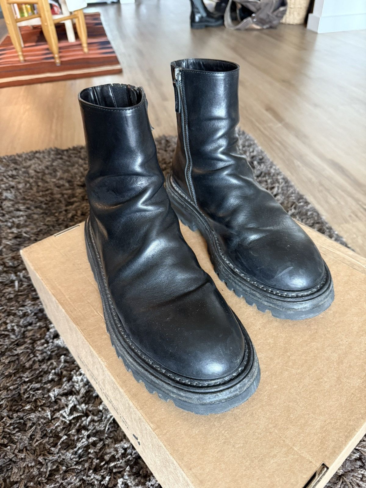 ブーツその他 marsell BOOTS (MW3961147 666) MARSELL - Black Parrucca Leather Lace up Zip up Boots IT 37