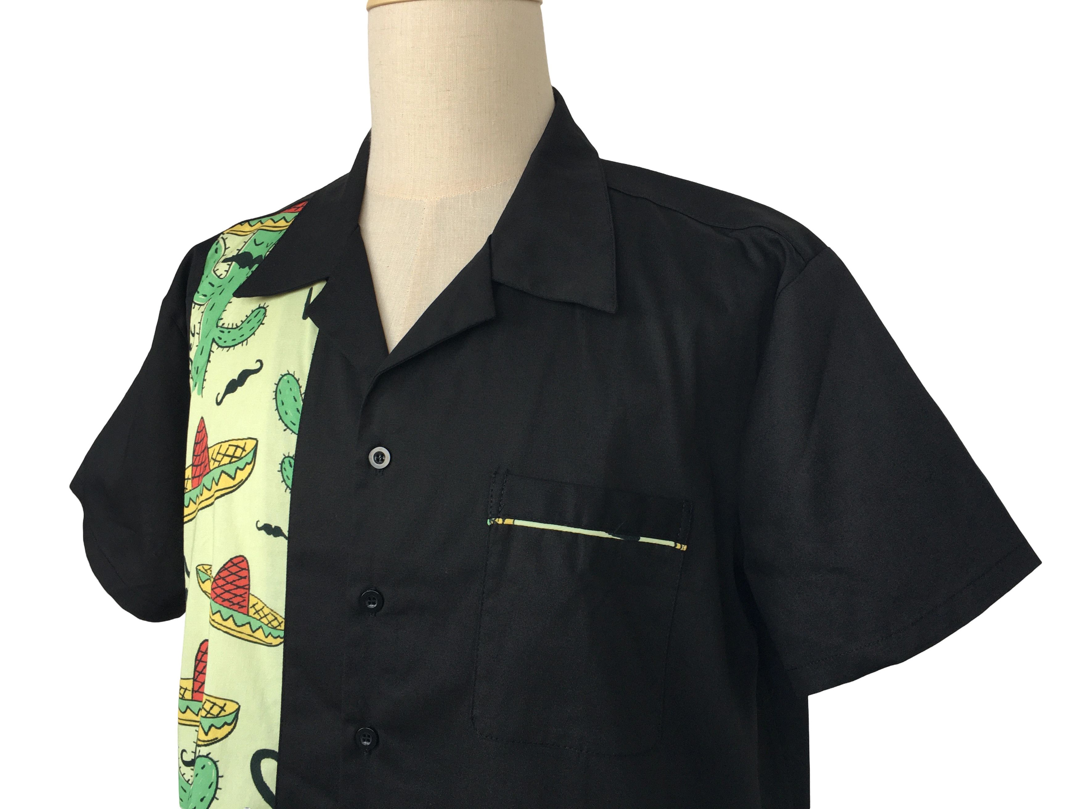 Other Summer Shirts Black Contrast Printed Panel Pocket Tops Size US XXL / EU 58 / 5 - 4 Thumbnail