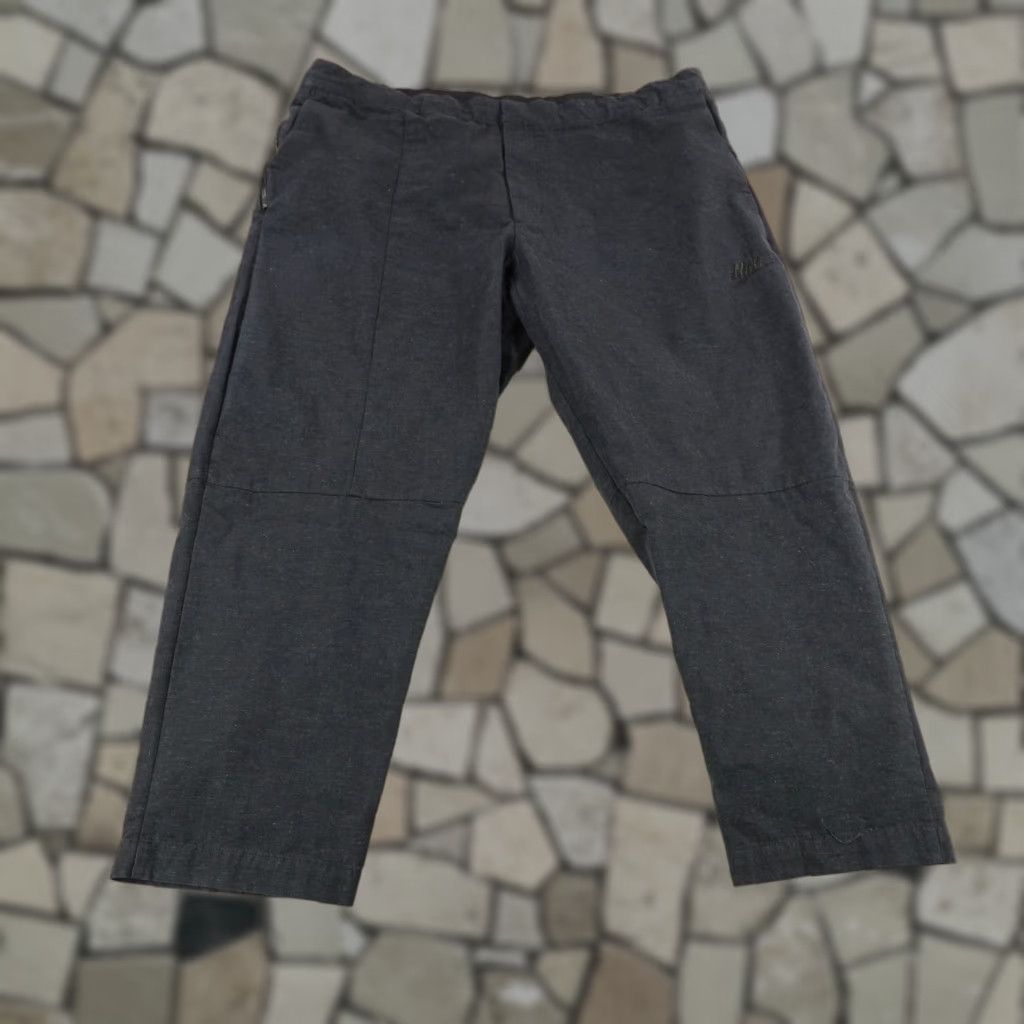 Nike Pants Mens 42 Black Chino Straight Leg Trousers Flat Front Drawstring Zip Nike Logo Casual Workwear 90s (if applicable) Mens