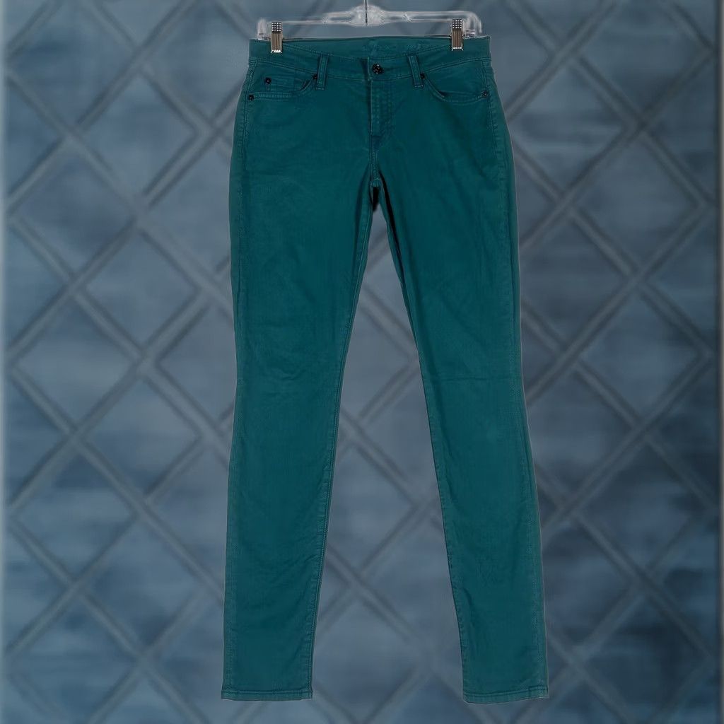 7 For All Mankind 7 For All Mankind Jeans Women's 28 Green Slim Pockets Denim Straight Leg 5-Pocket Design Vintage No Size 28" / US 6 / IT 42 - 1 Thumbnail