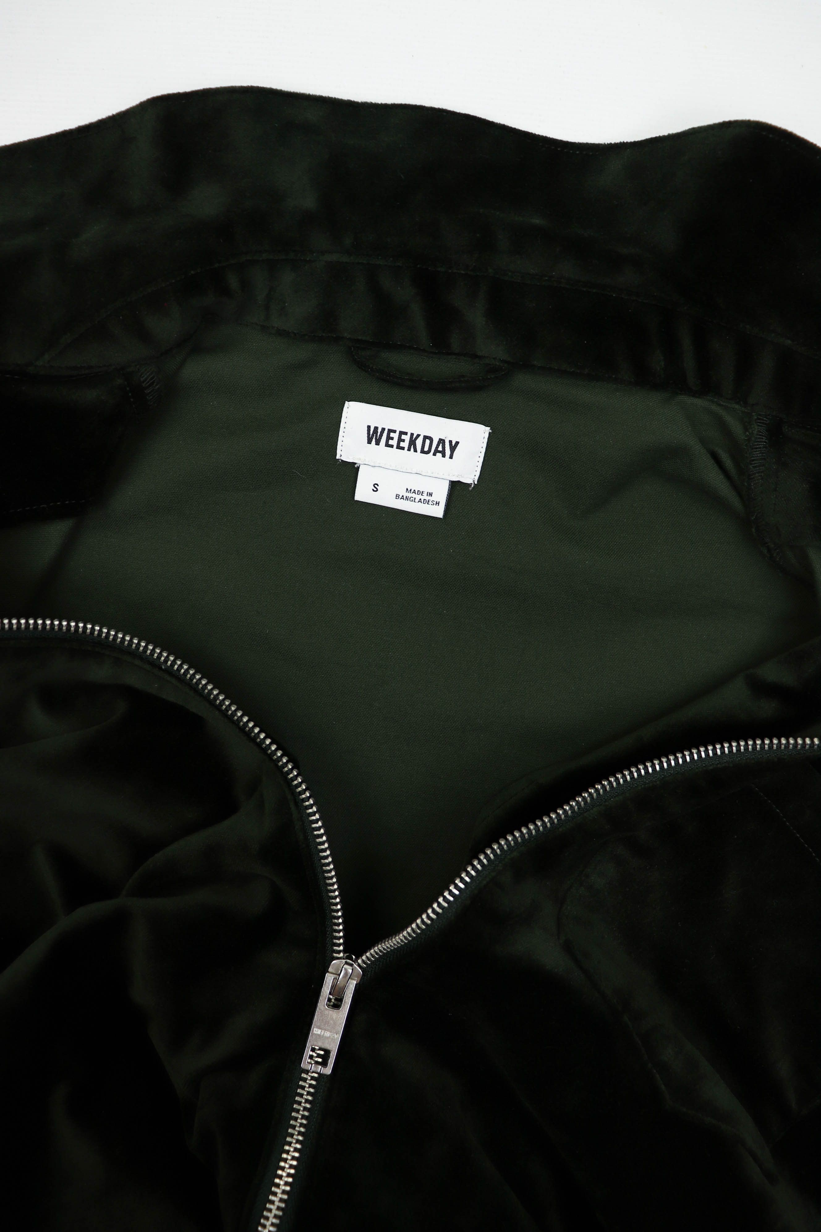 Weekday WEEKDAY Ahmed Emerald Green Velour Cropped Overshirt Jacket Size US S / EU 44-46 / 1 - 9 Thumbnail