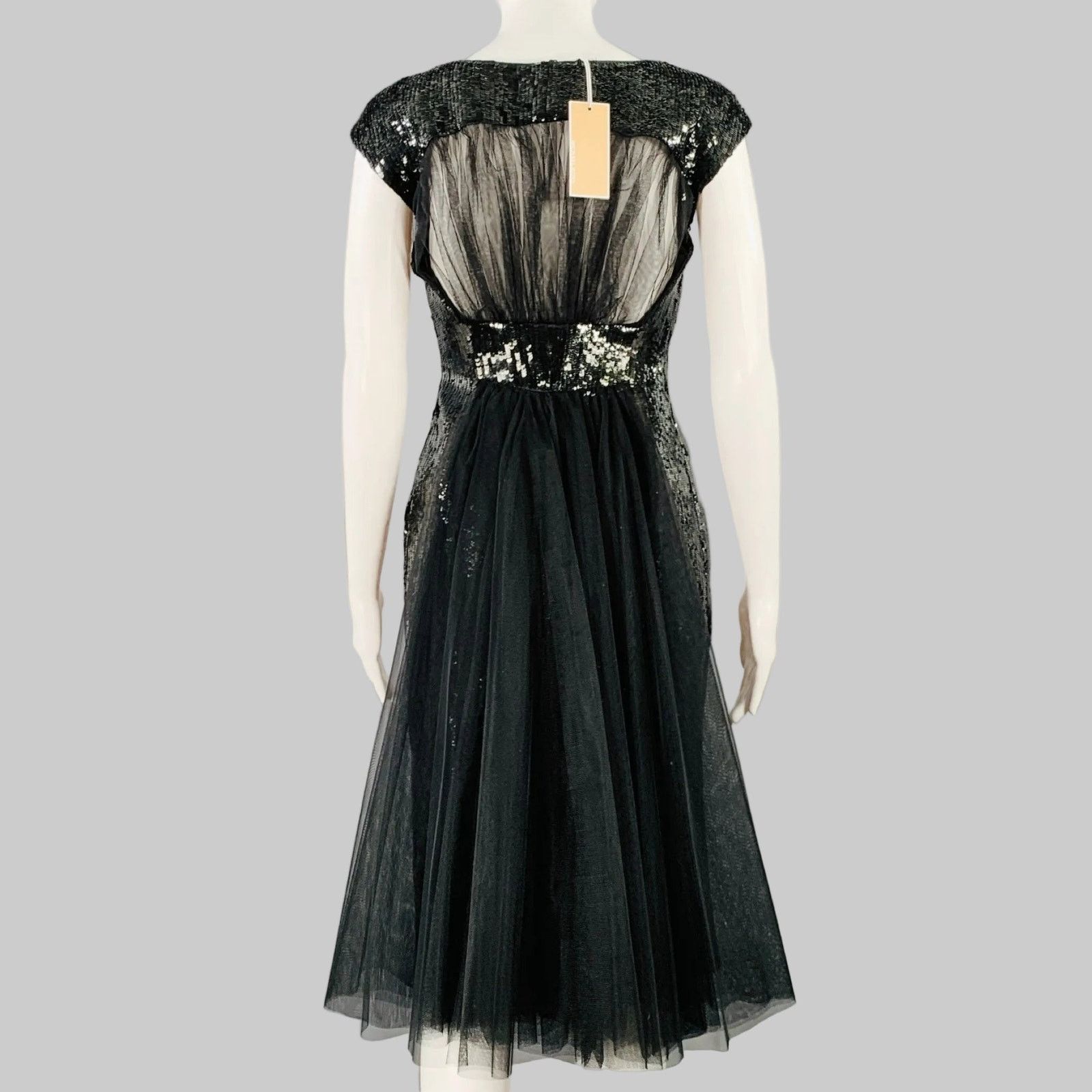 Michael Kors MICHAEL KORS Black Wool Silk Sequined Shift Dress Size XS / US 0-2 / IT 36-38 - 3 Thumbnail