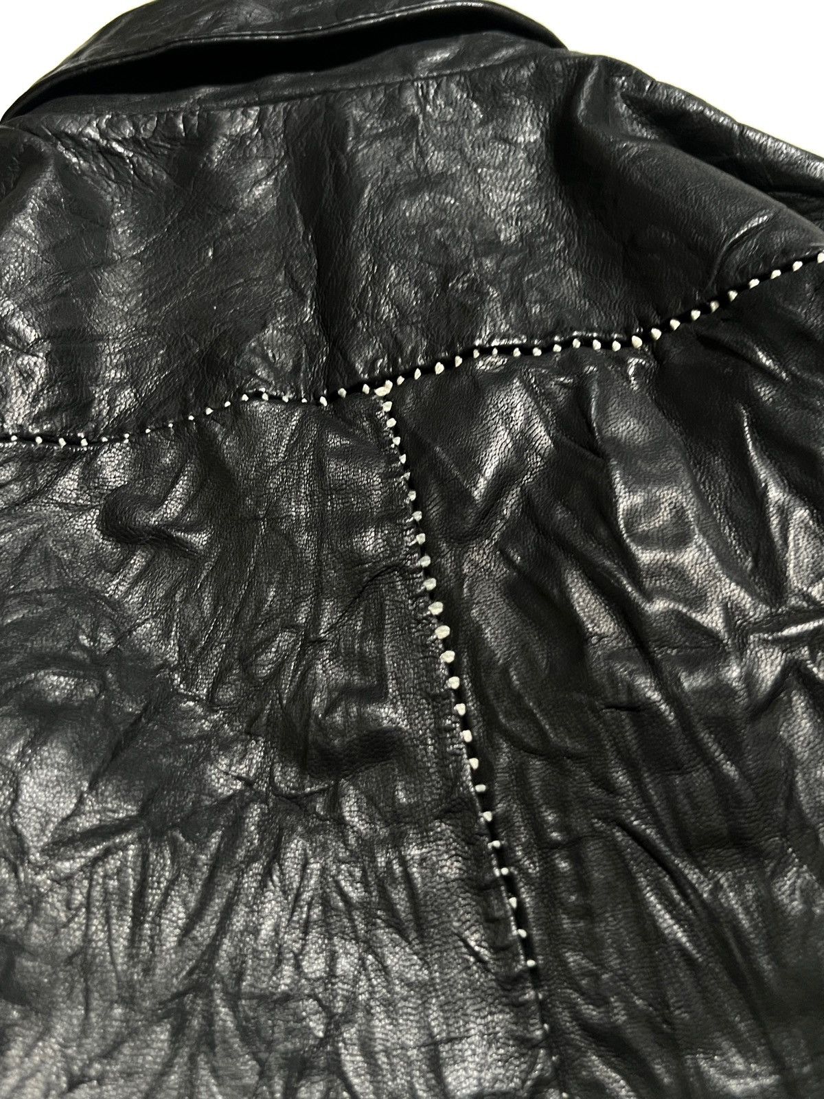 Japanese Brand ONE GRAVITY Black Goatskin Shirt Jacket White Stitching Size US S / EU 44-46 / 1 - 9 Thumbnail