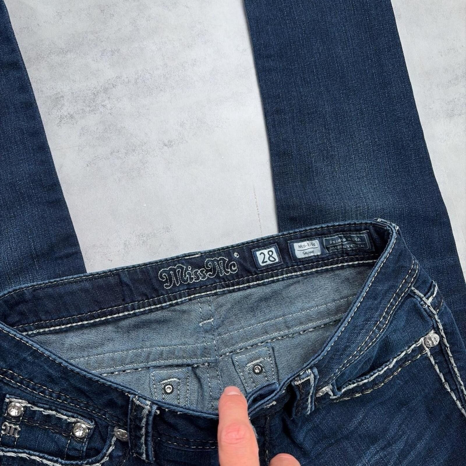 Other Y2K Dark Wash Miss Me Grunge Gothic Skinny Denim Jeans Size 30" / US 8 / IT 44 - 5 Thumbnail