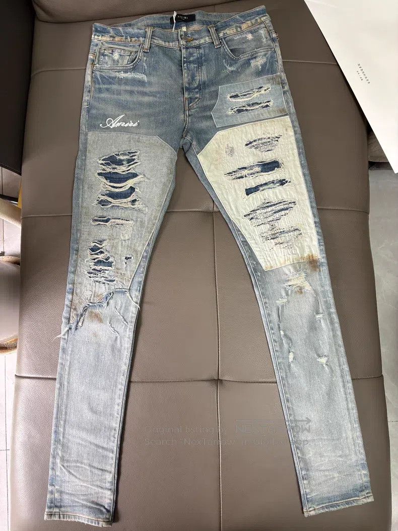Amiri Amiri Size 33 Logging damage patch oily jeans Size US 33 - 1 Thumbnail