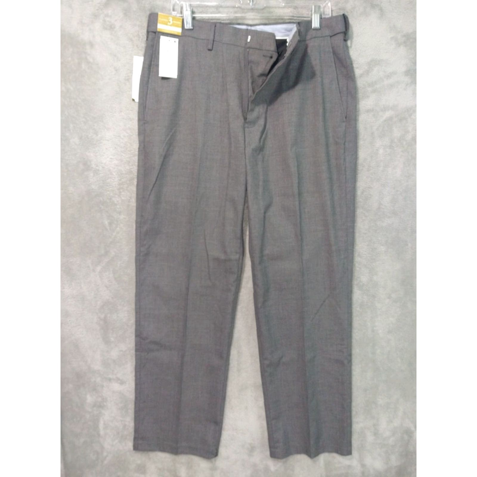 Haggar Haggar Pants Mens 34x30 Gray Dress Suit Straight Leg Classic Fit Flat Front Flex Pants Size 34R - 2 Thumbnail