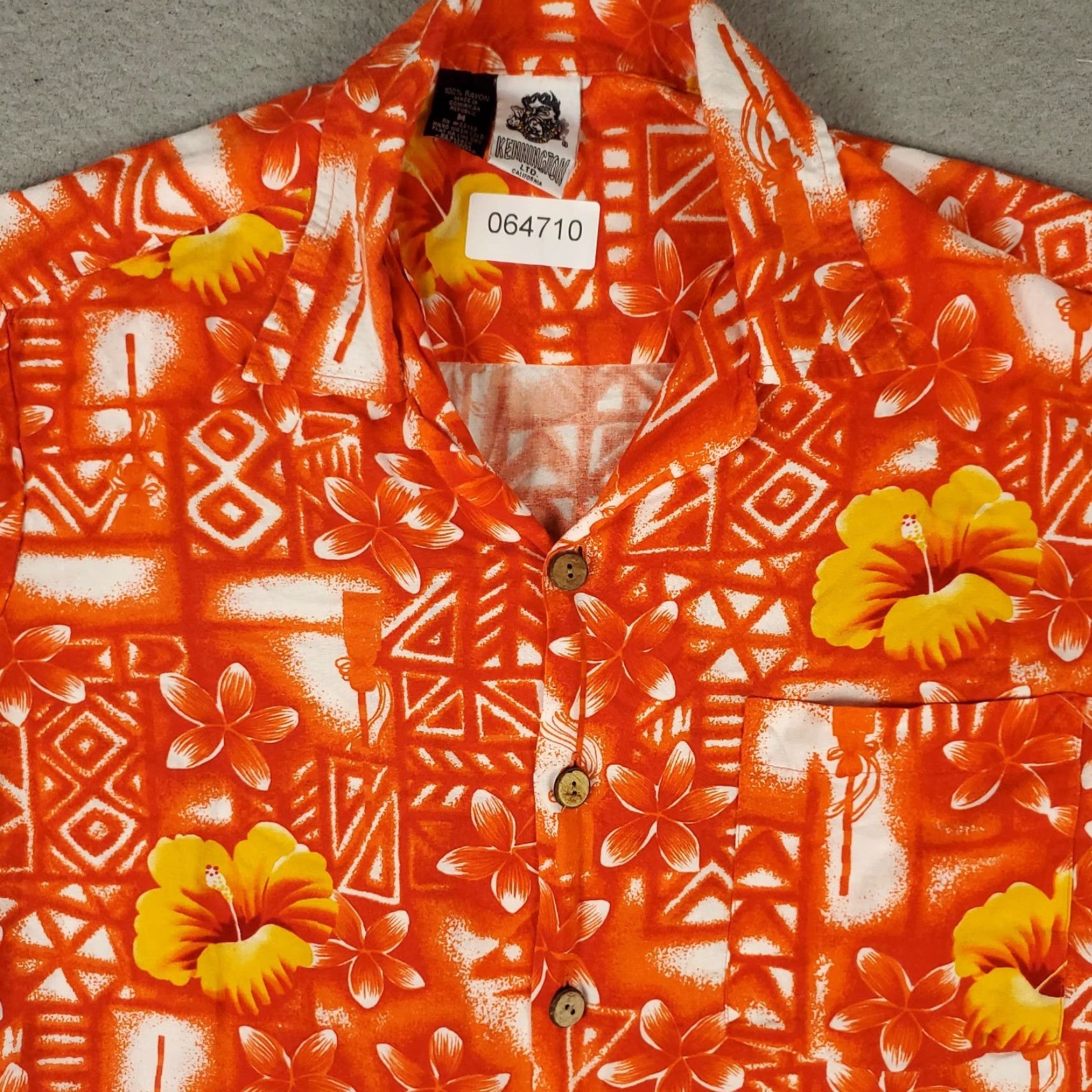Vintage Kennington Shirt Mens M Orange Floral Rayon Hawaiian Short Sleeve Size US M / EU 48-50 / 2 - 2 Thumbnail