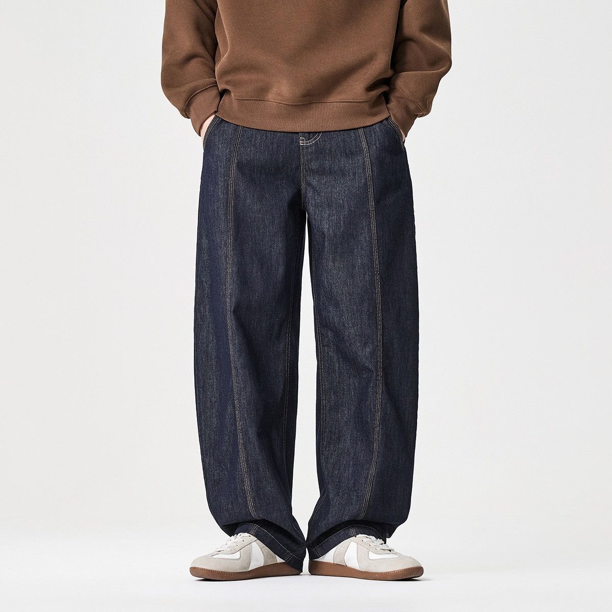 Jean Retro washed men's trendy loose curved trousers casual Size US 32 / EU 48 - 1 Thumbnail