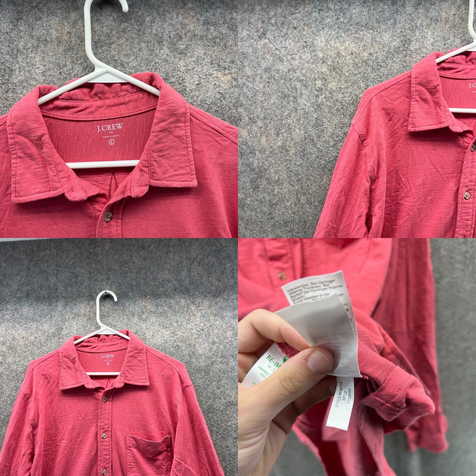J.Crew J Crew Shirt Mens Large Coral Pink Button Down Preppy Dress Classic Fit Cotton - Vintage Size 42R - 8 Thumbnail