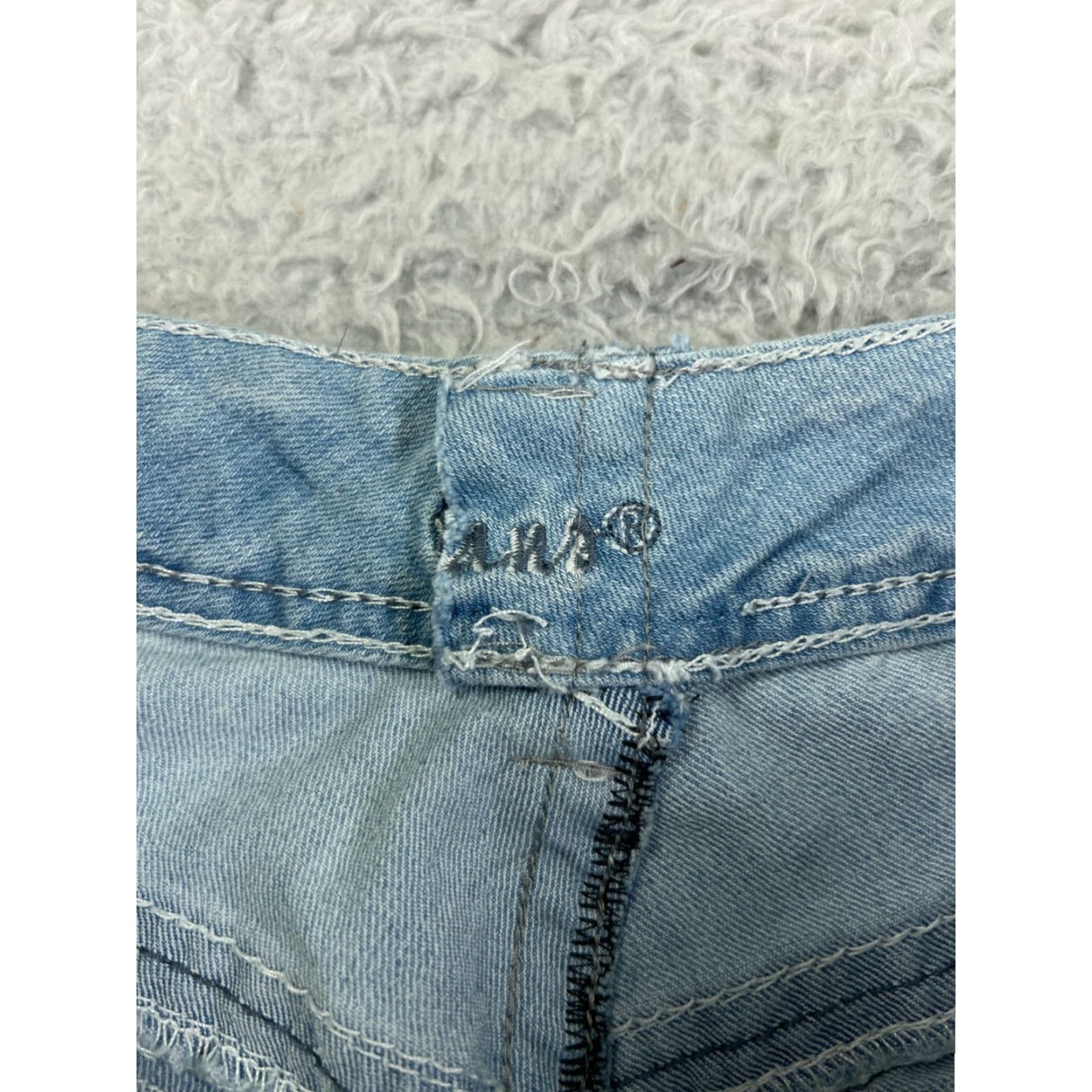 Denime Ariya Jeans Womens 28x30 Blue Denim Flared Distressed Light Wash Size 28" / US 6 / IT 42 - 6 Thumbnail