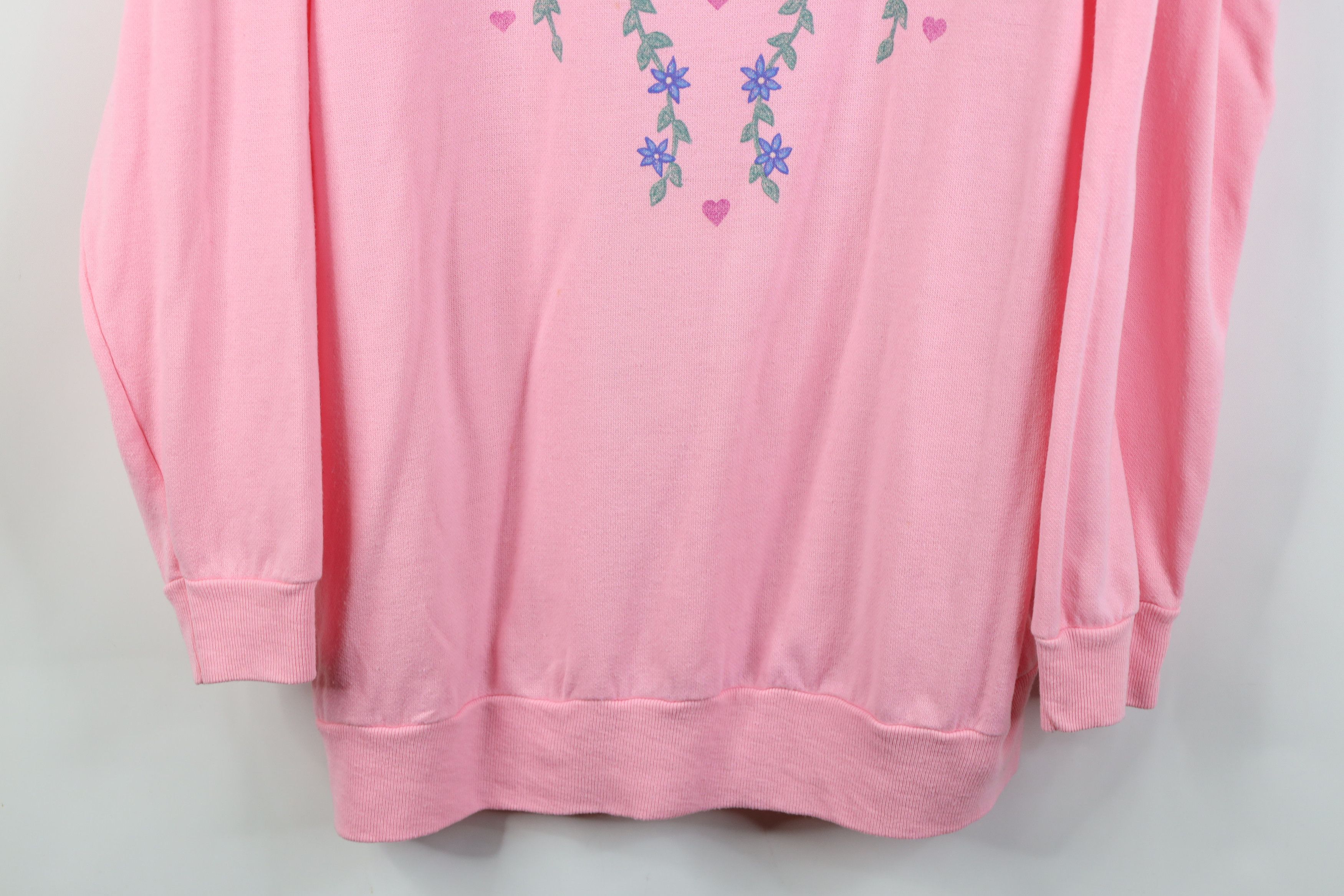 Vintage Vintage 90s Streetwear Flower Heart Collared Sweatshirt USA Size L / US 10 / IT 46 - 3 Thumbnail