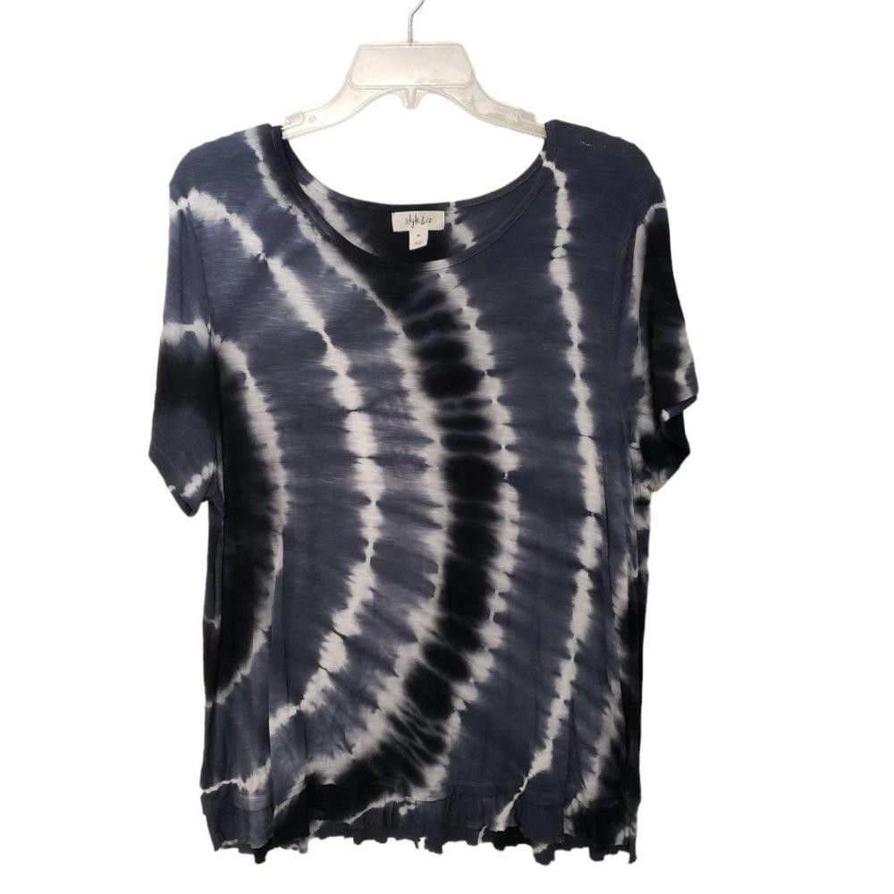 Designer CT219 Style & Co Gray & White Tie Dye T-shirt XL Size XL / US 12-14 / IT 48-50 - 1 Thumbnail