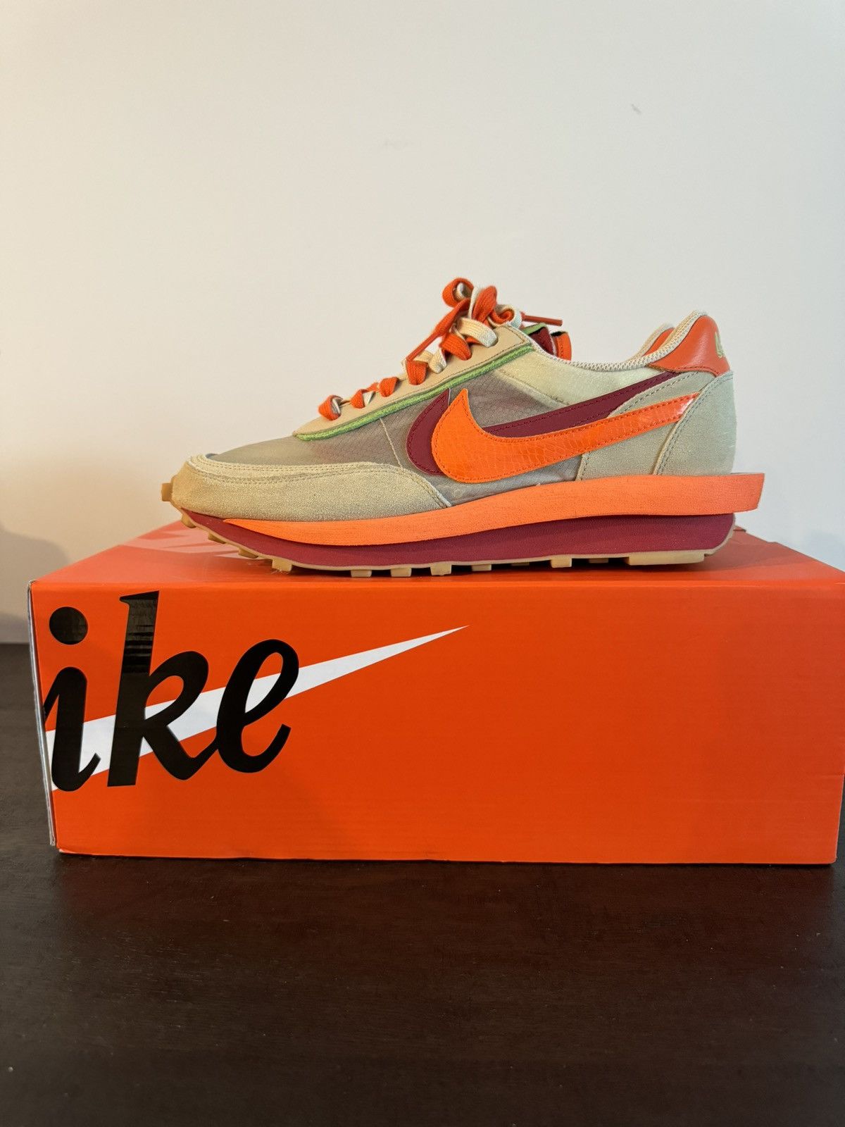image of Nike Ld Waffle Sacai X Clot, Size 11 Shoes in Orange, Men's
