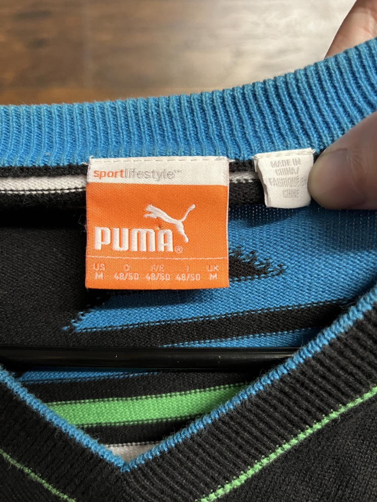 Puma Puma Brand Sweater - V-Neck LS Horizontal Stripes Diamonds M Size US M / EU 48-50 / 2 - 3 Thumbnail
